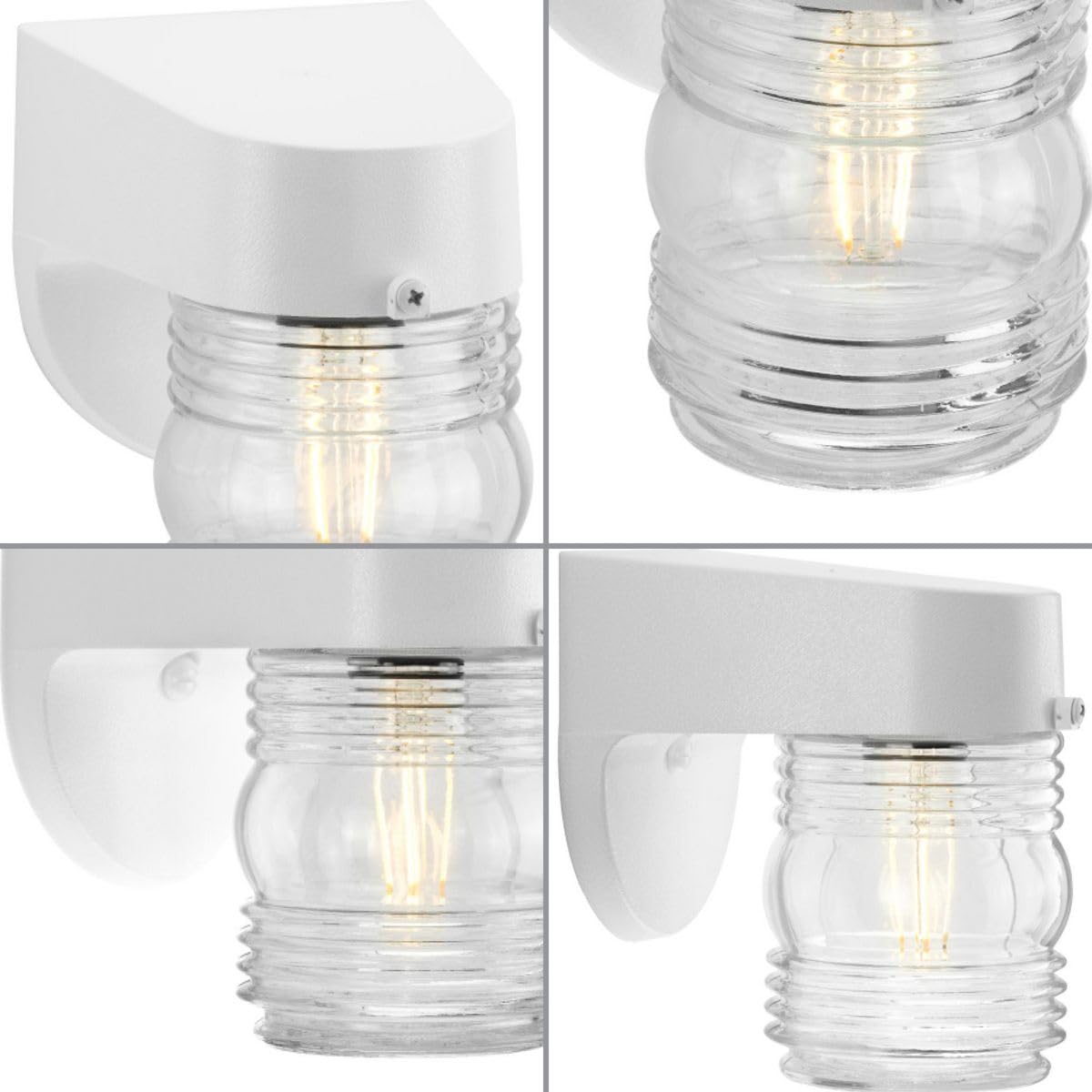 Polycarbonate Outdoor 1-Light Clear Glass Traditional Outdoor Wall Light White