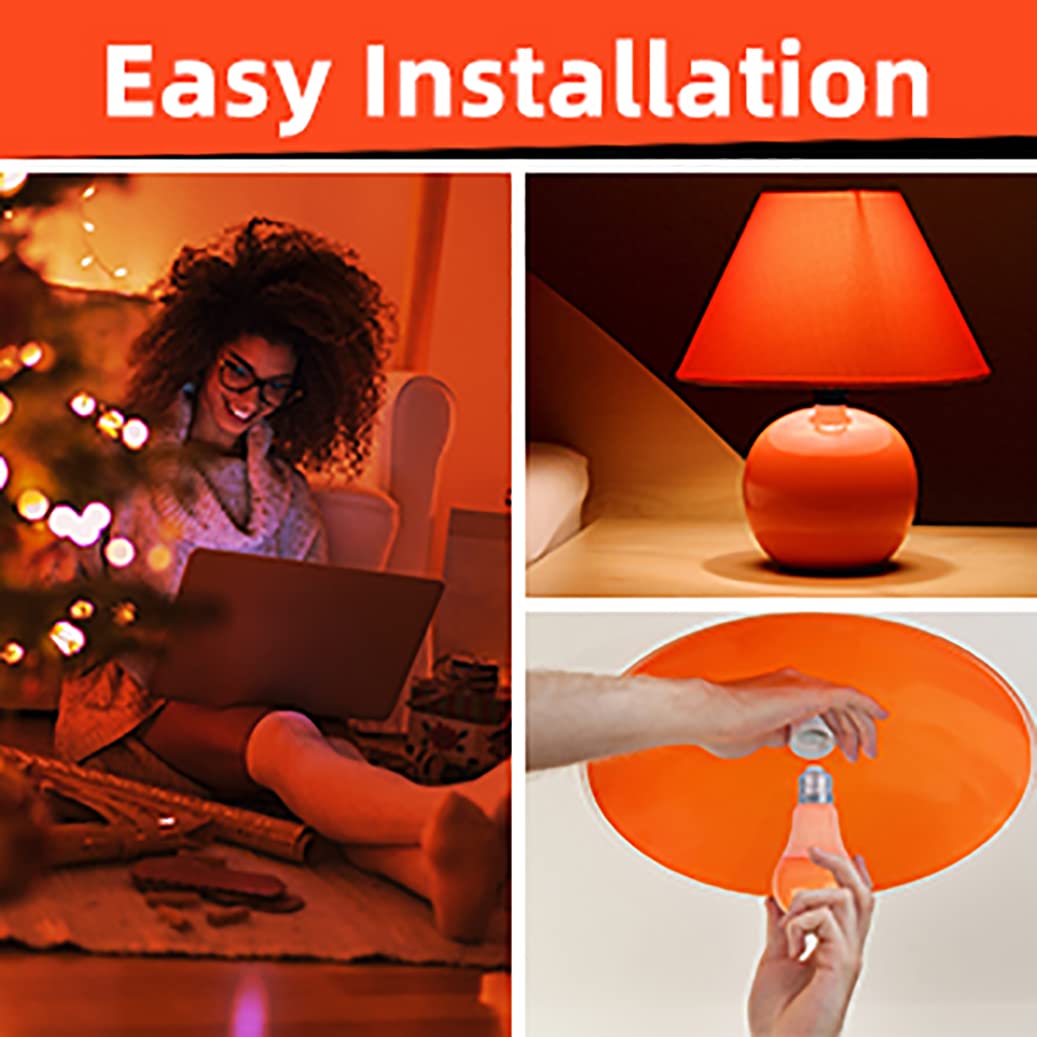 Kkhlgb Led A19 Orange Light Bulb, 9W (60W Equivalent), E26 Base For Halloween, Christmas Decoration, Porch, Home Lighting, Party