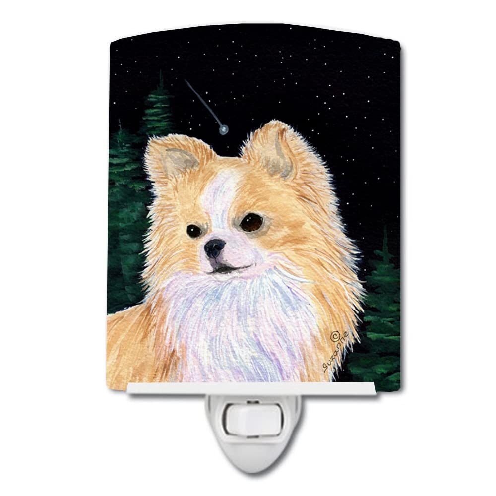 Carolines Treasures Ceramic Night Light, Starry Night Chihuahua, UL-Certified, 6x4x3 inches, Multicolor, Model SS8508CNL