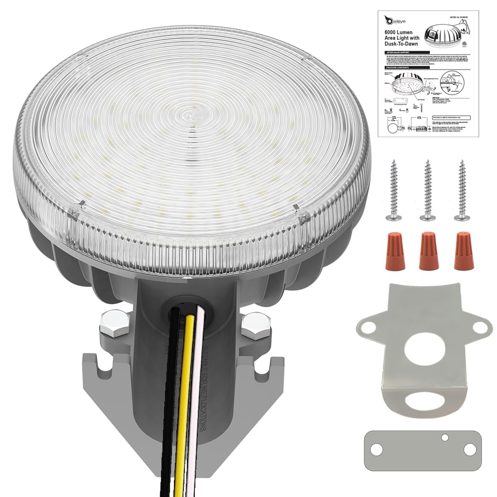 Owleye LED Barn Light 6000LM Dusk to Dawn, 42W 4000K, Waterproof, Gray, Model BL6000D, 1 Pack