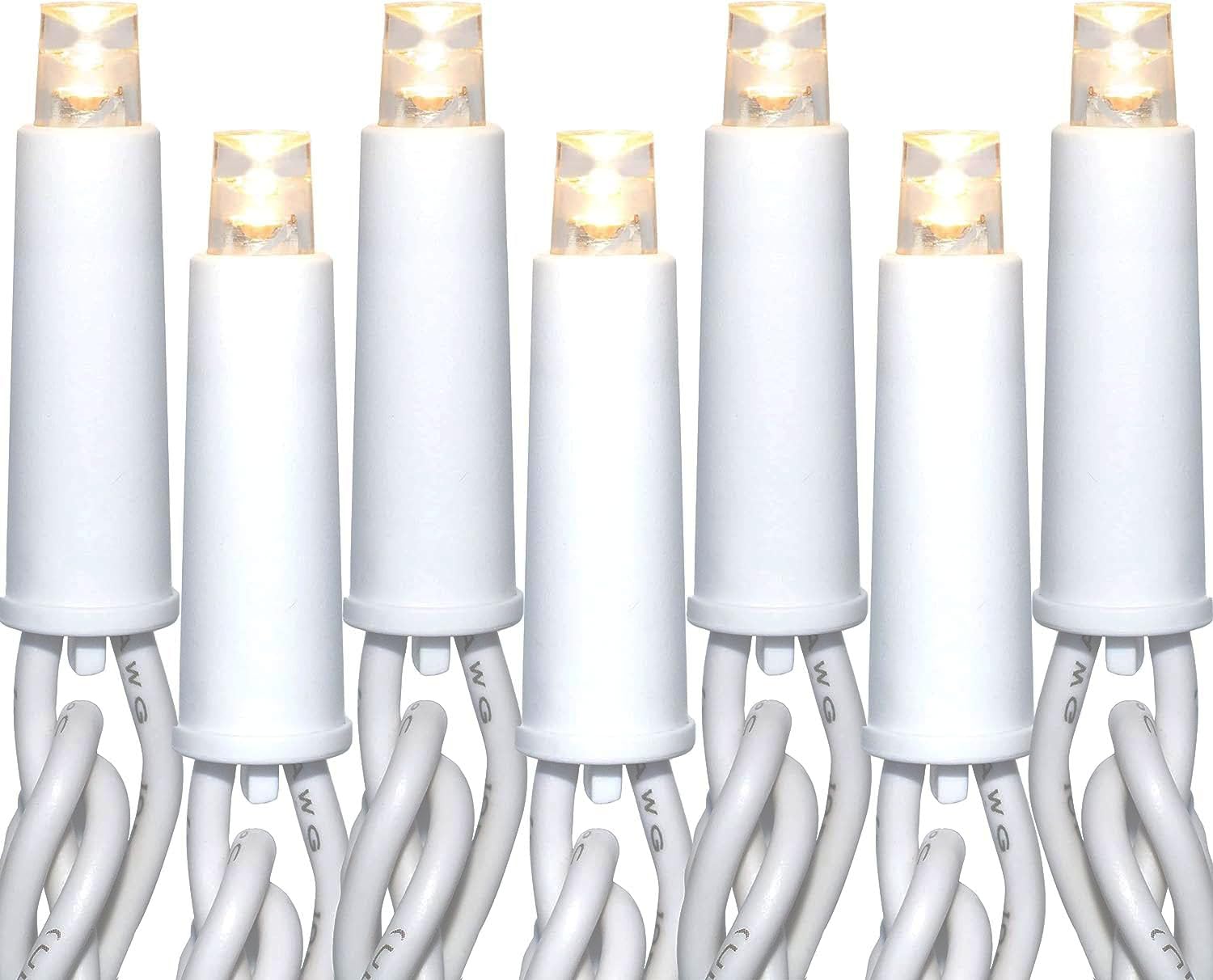 Broulove Christmas Lights 50 Count, 25 Ft Christmas Lights Outdoor & Indoor, Commercial Grade, Heavy Duty White Wire, Warm White