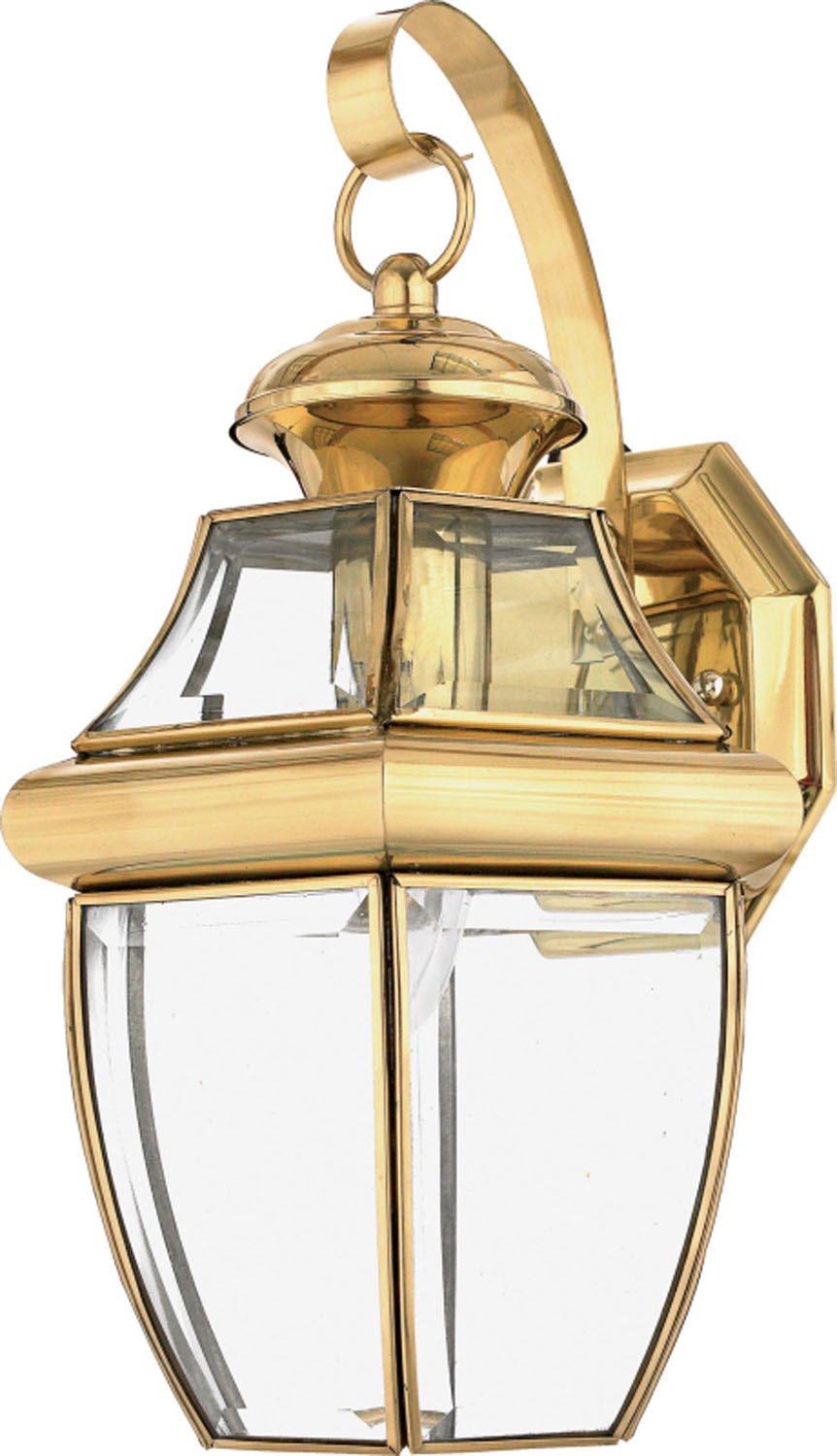 Quoizel Newbury 14 Outdoor Wall Lantern, Polished Brass with Clear Beveled Glass, French Country Style, ETL Wet Location