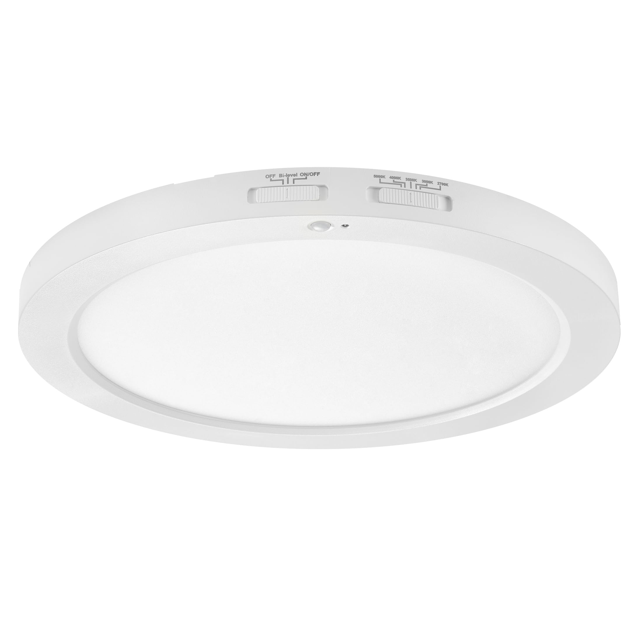 Maxxima 12 in. Round Ceiling Flush Mount Light Fixture - 2000 Lumens, 5 CCT 2700K/3000K/3500K/4000K/5000K, Features Motion Senso