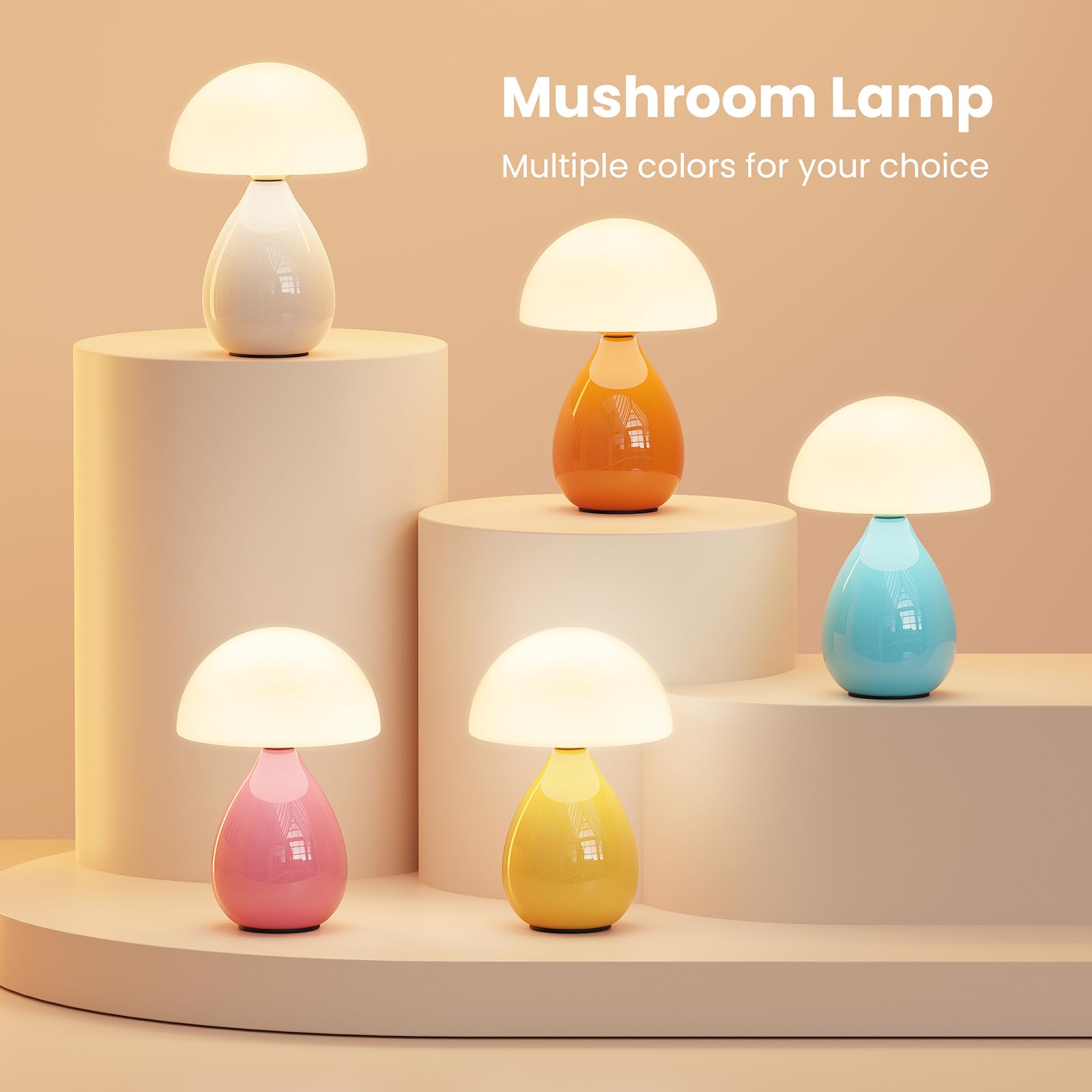 Vanbolon Mushroom Lamp Small Vintage Table Light, Mini Modern Lamp Bedside Nightstand Light, Small Light Dimmable For Bedroom, L