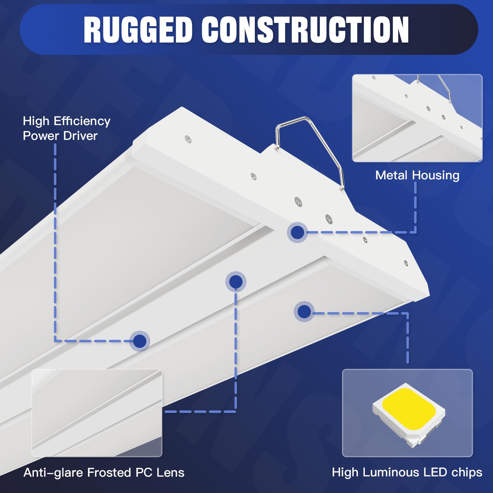 Jtt Led Linear High Bay Light 200/150/100W 30000Lm Shop Light Commercial 360 Adjustable 4/5000 Cct Tilt Hanging Led High Bay Shop Lighting Fixtures For Garage Warehouse Workshop Store  Etl 2-Pack