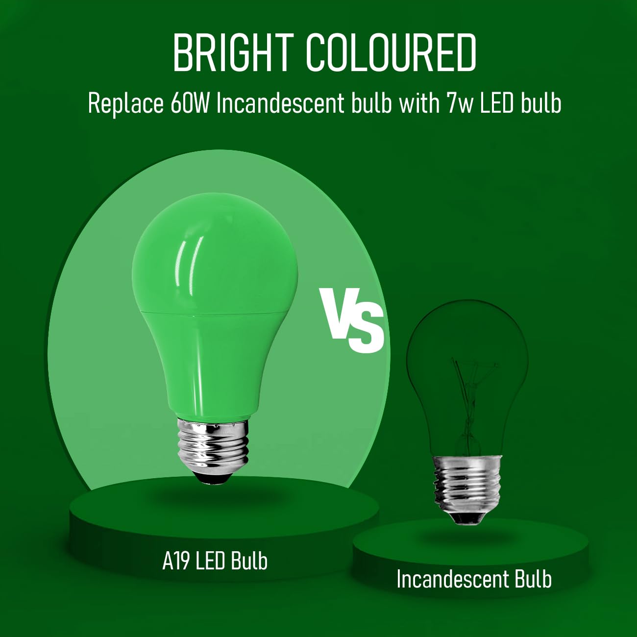 12 Pack Green Light Bulbs A19 7W (60W Equivalent), E26 Red Led Lights For Holiday Lighting, Porch, Party, Bar Ambiance Decor, Ha