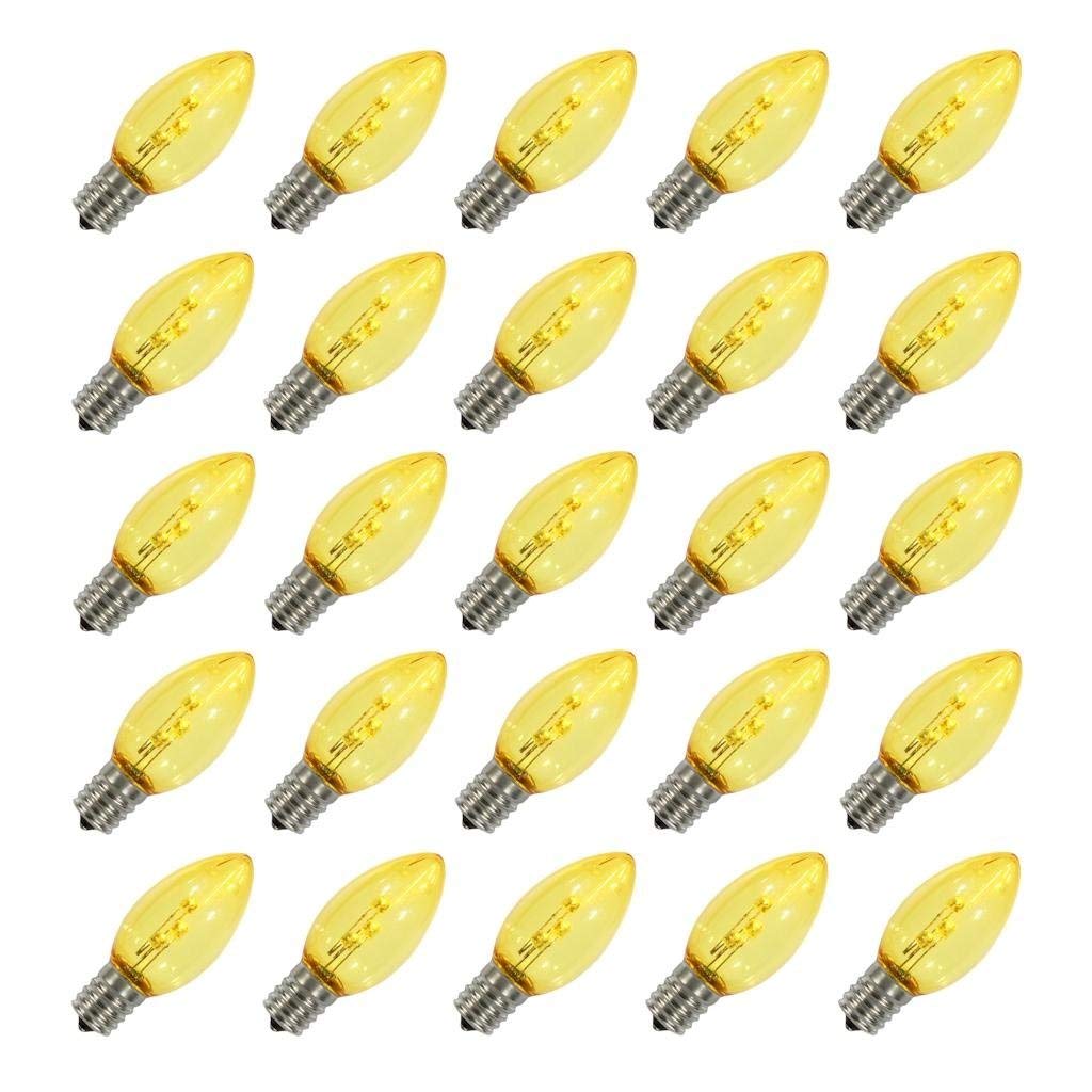 Vickerman C9 Twinkle Transparent Plastic Led Yellow Dimmable Bulb, E17 Nickel Base, 25 Per Bag