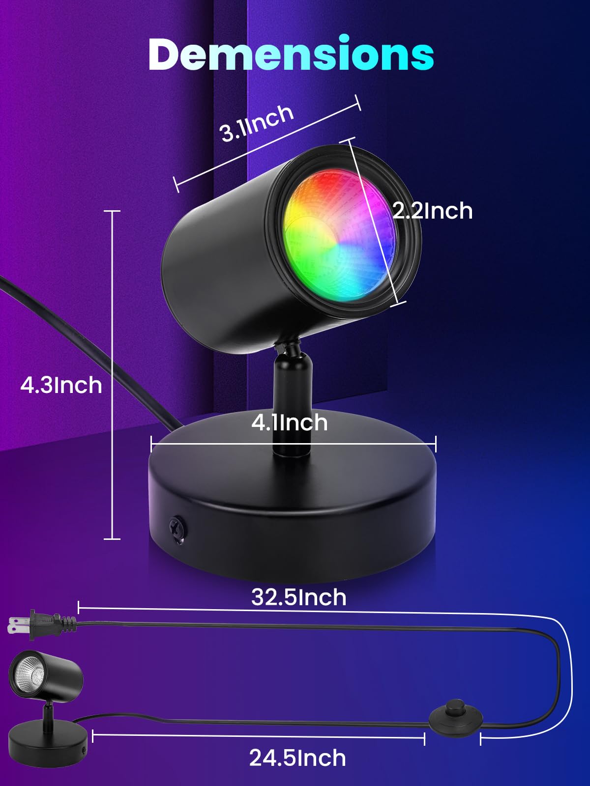 Aodiyipei Rgbw Indoor Spotlight 10W Led Color Changing Spotlight With Remote, 120V Christmas Up Lights Accent Spot Light With Fo