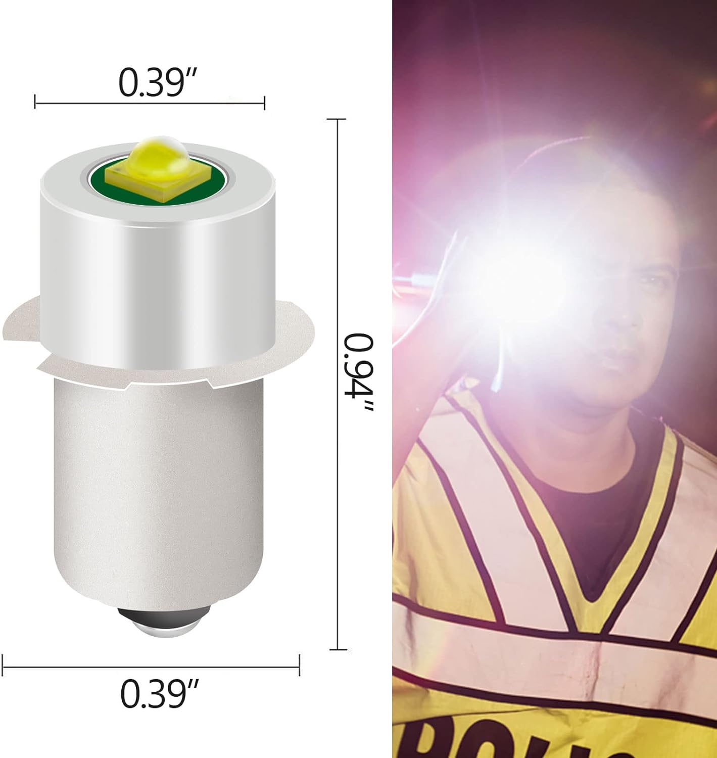 3 Pack Led Flashlight Bulb Replacement Led Bulbs For Conversion Kit 18V 12V 19.2V 6-24 Volt 3W 247Lm Pr2 P13.5S Led Bulb Upgrade