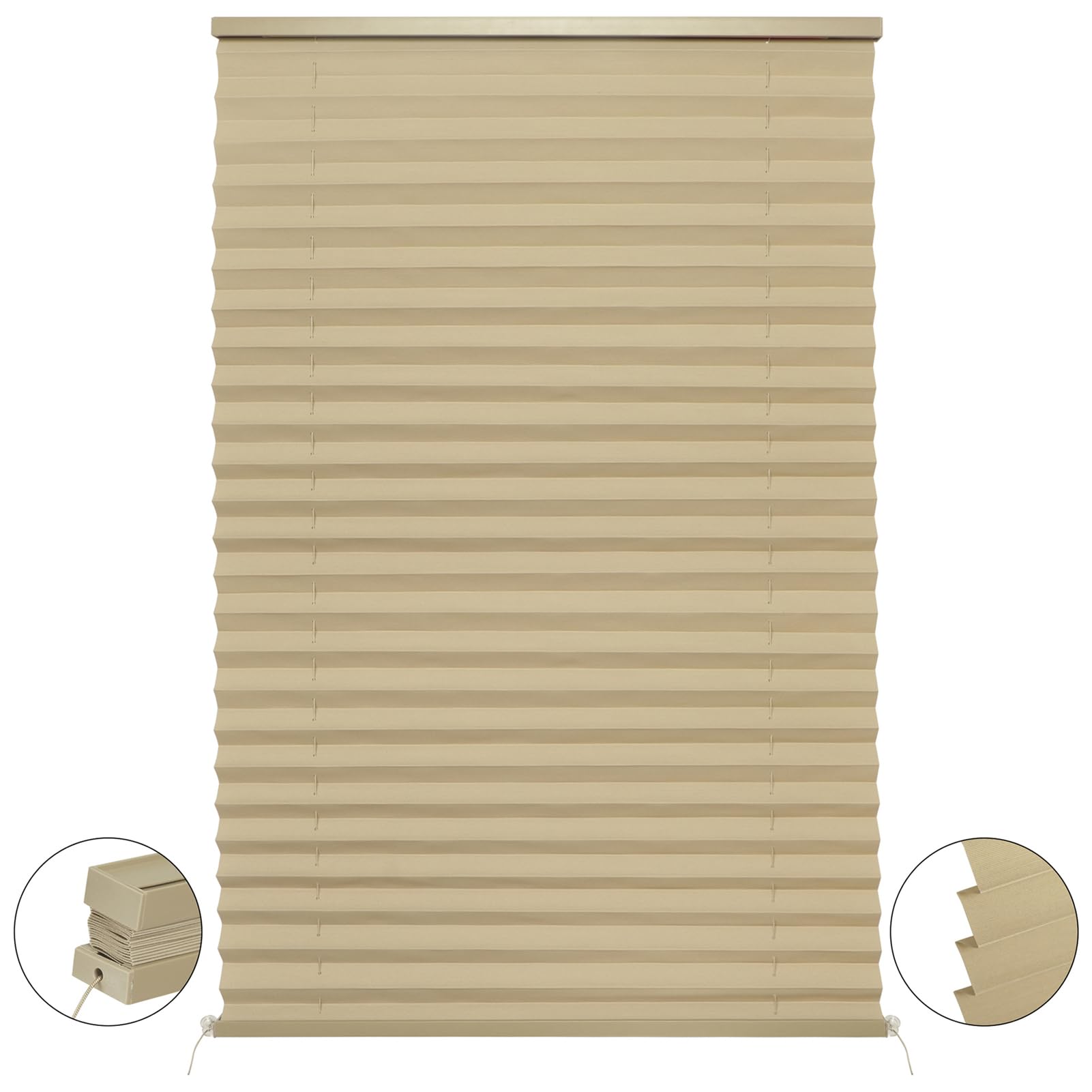 NOVINO RV Blinds - Pleated Shades for Camper Windows, 17"W x 24"L, Cappuccino
