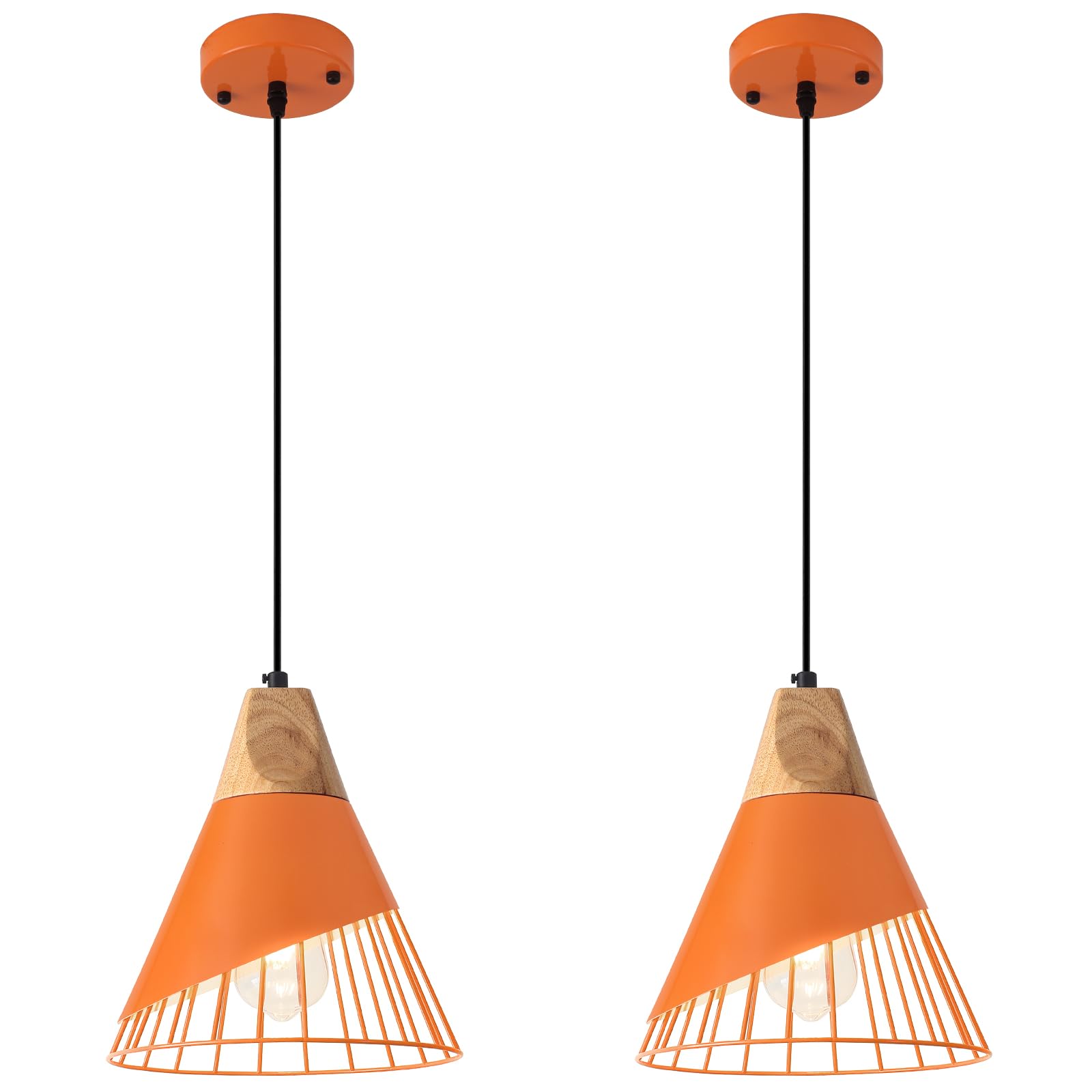 SESIMENT Farmhouse Pendant Light 11.8inches 2 Packs Orange Pendant Light  Kitchen Pendant Lights  Pendant Lights Kitchen Island for Living Room  Bedroom  Dinning Room