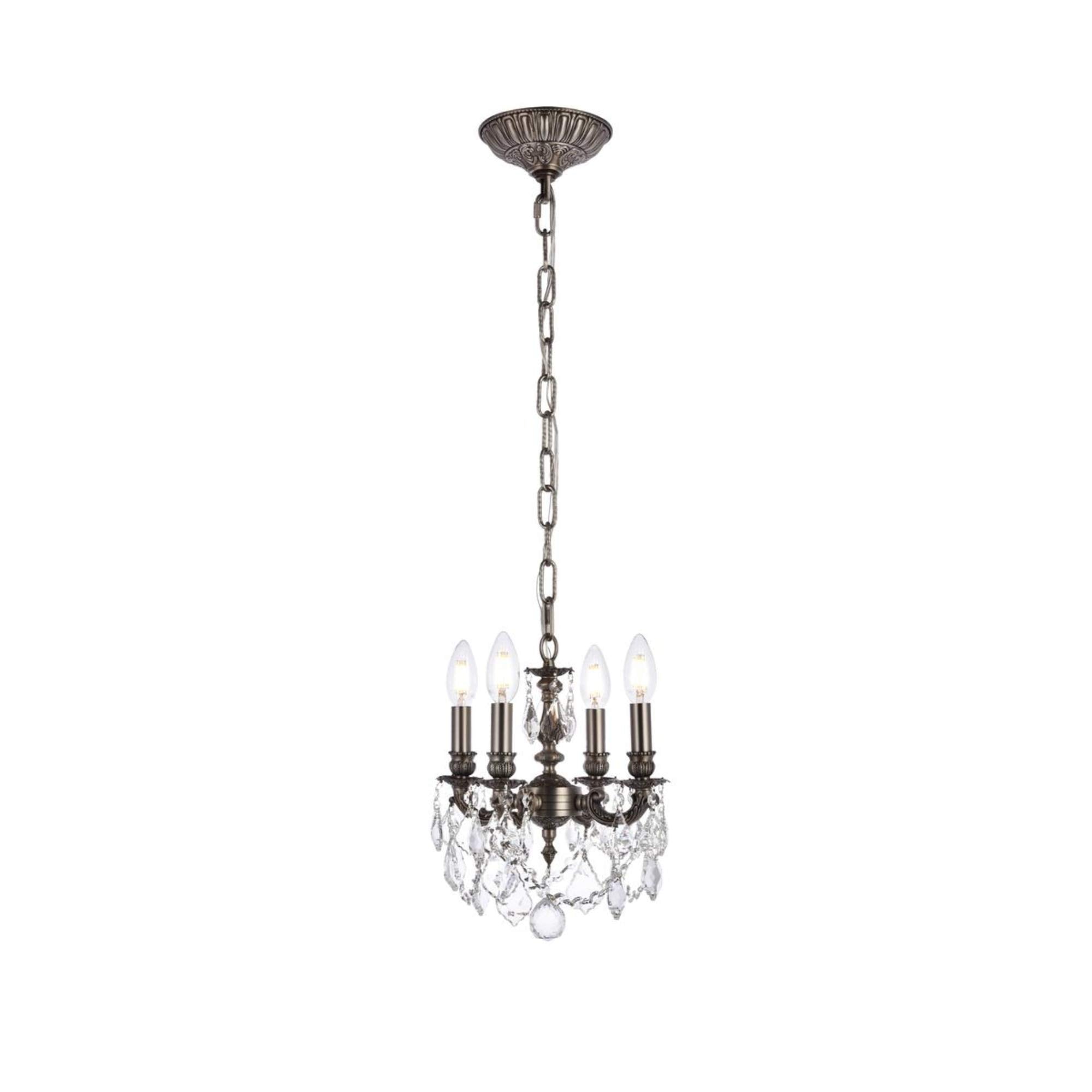 Elegant Lighting Royal Cut Crystal Pendant Light, 10in x 10in, Pewter, Model 9104D10PW/RC