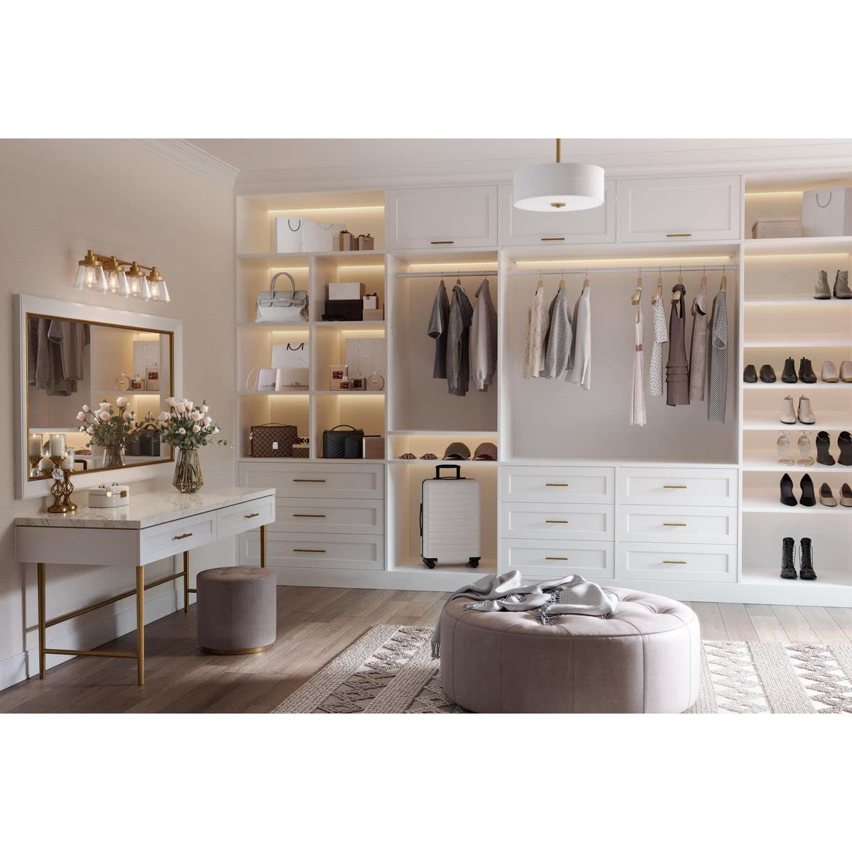 Inspire Collection 2-Light Summer Linen Shades New Traditional Semi-Flush Light Satin Brass