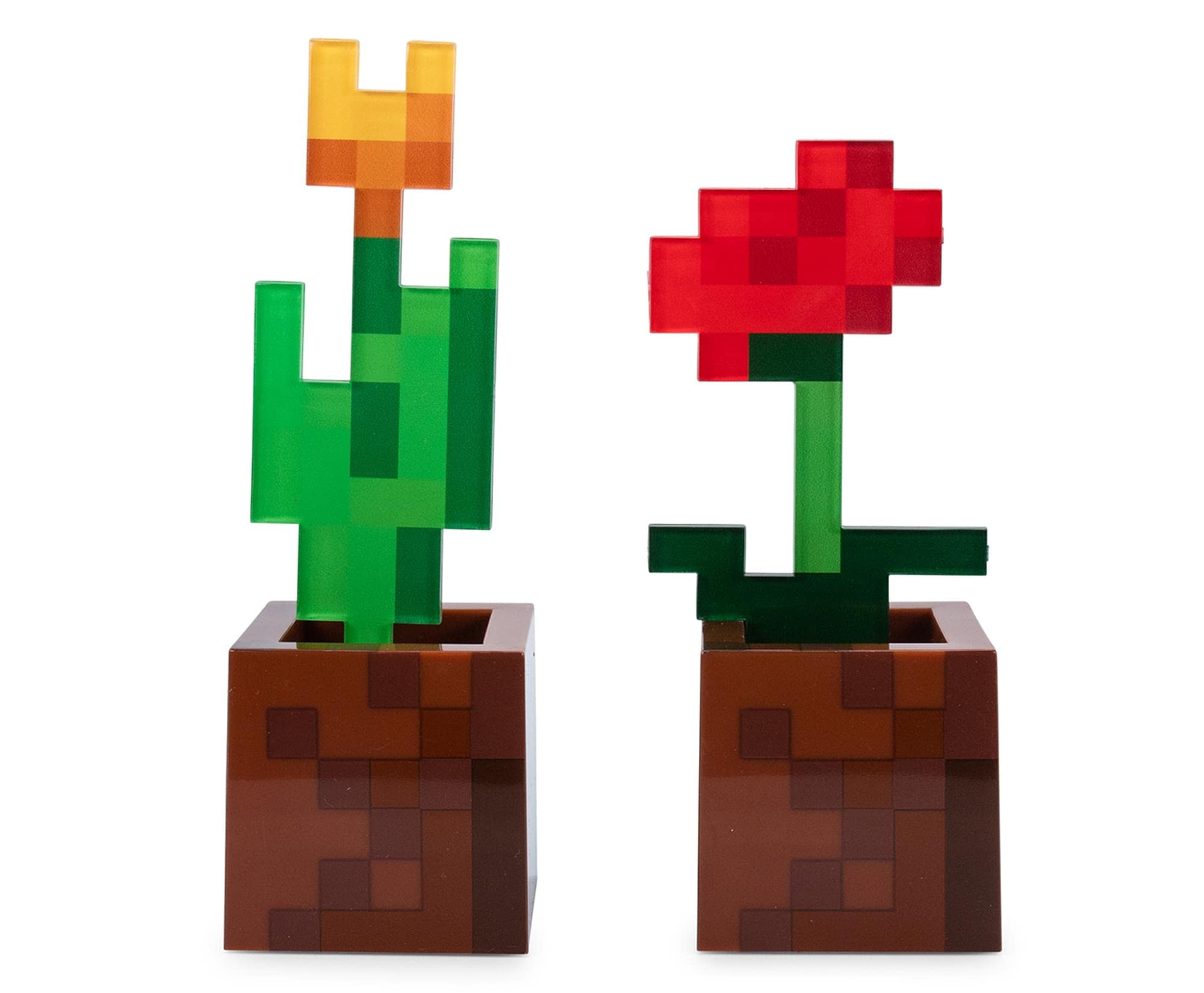 Ukonic Minecraft Orange Tulip And Poppy Flower Pot Mood Lights, Set Of 2 | Nightstand Table Lamp With Led Light For Bedroom, Des