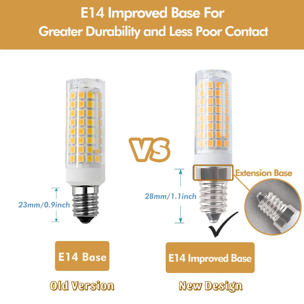E14 Led Bulb 7W 120V European Light Bulbs Equivalent 75W Incandescent Bulb, Dimmable E14 Base For Cooker Hood Bulbs Turkish Lamp Bulb, E14 Socket Light Bulb Warm White 3000K (4 Pack)