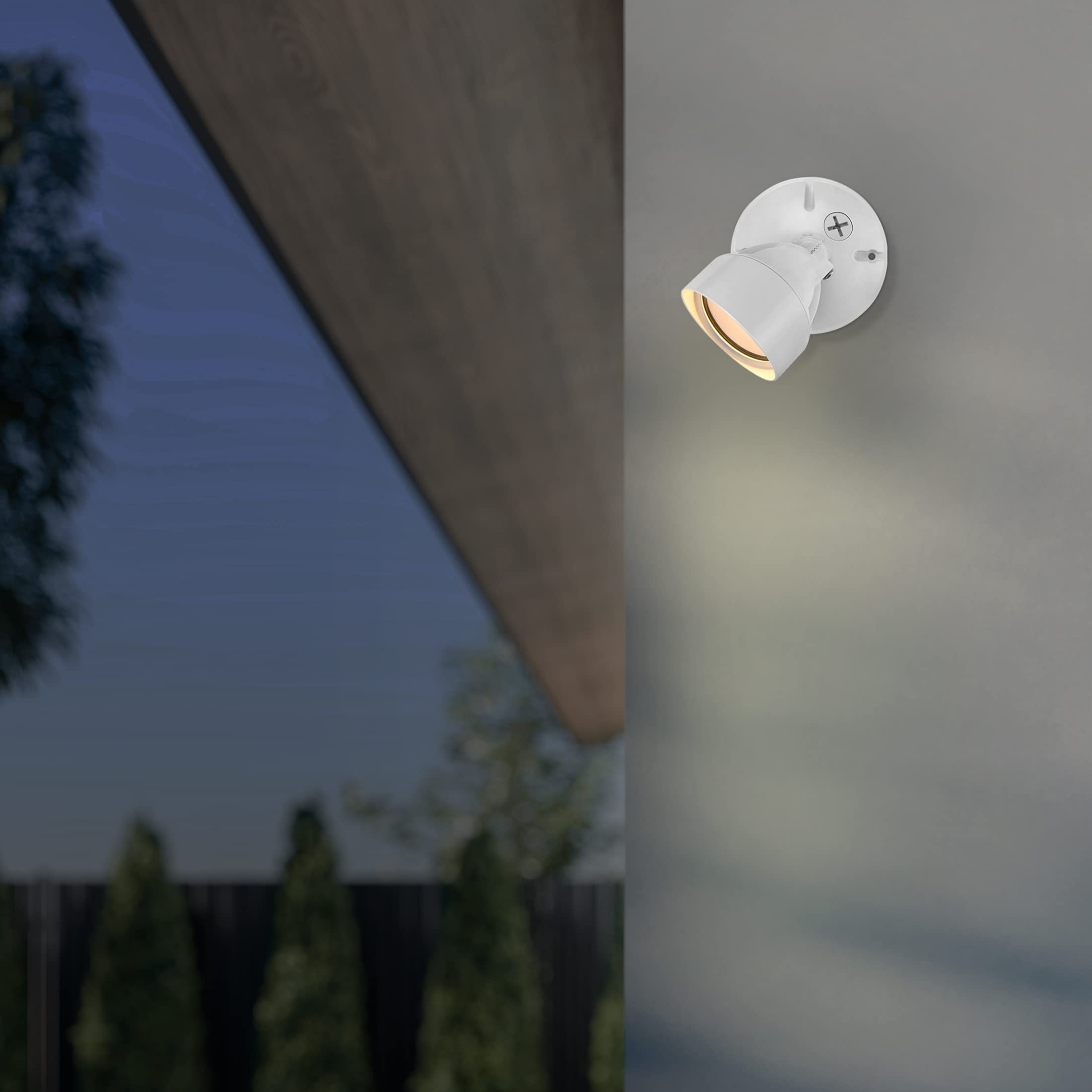 Maxxima LED Outdoor Flood Wall Light, 950 Lumens, 3000K Warm White, Adjustable Head, White, 2 Pack, Model MEL-S101300W-02
