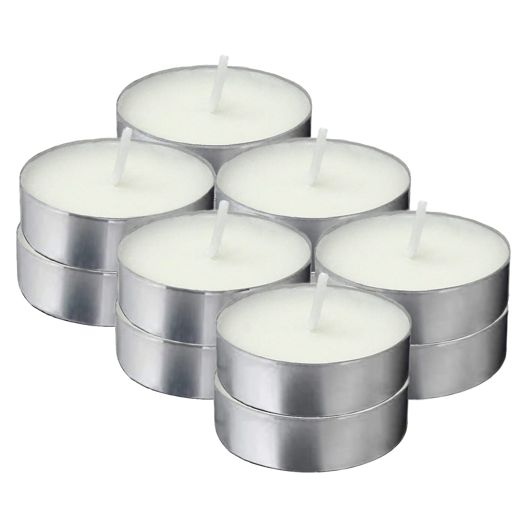 Tribello White Tea Lights Candles - Effortless Elegance & Warmth With Unscented Tealight Candles - 3.5 Hour - Tea Candles For Home, Travel, Events, Relaxation & Emergencies - 12 Small Candles