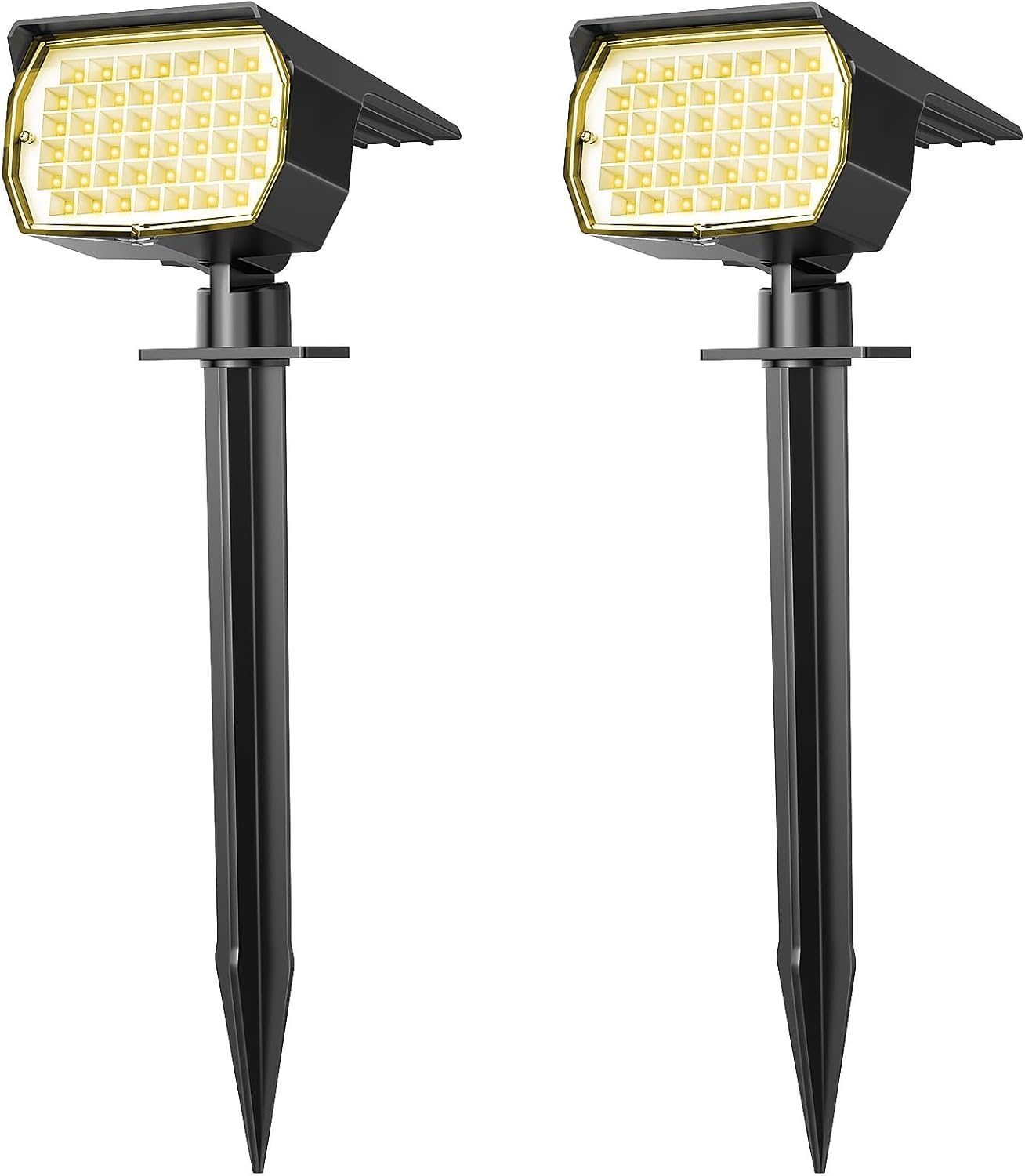 WENATY Solar Spot Lights, 2 Pack, Waterproof IP65, 46 LEDs, 3 Modes, Warm White, Model CPD-22