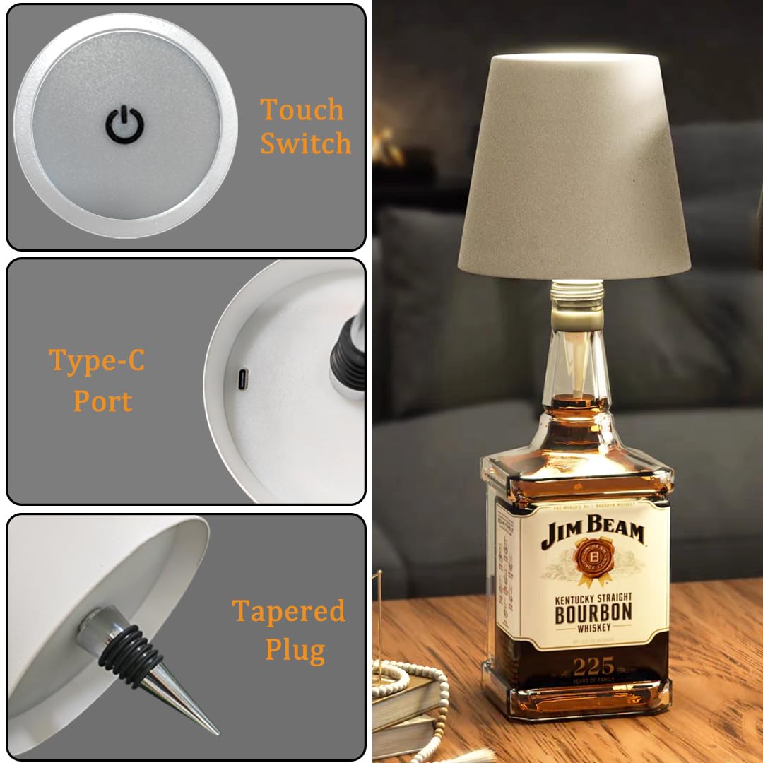 Bomvabe Led Wine Bottle Light 2Pcs, Rechargeable Wireless Bottle Lamp Shade For Whiskey Wine Liquor Bottle, Ambient Light With 3