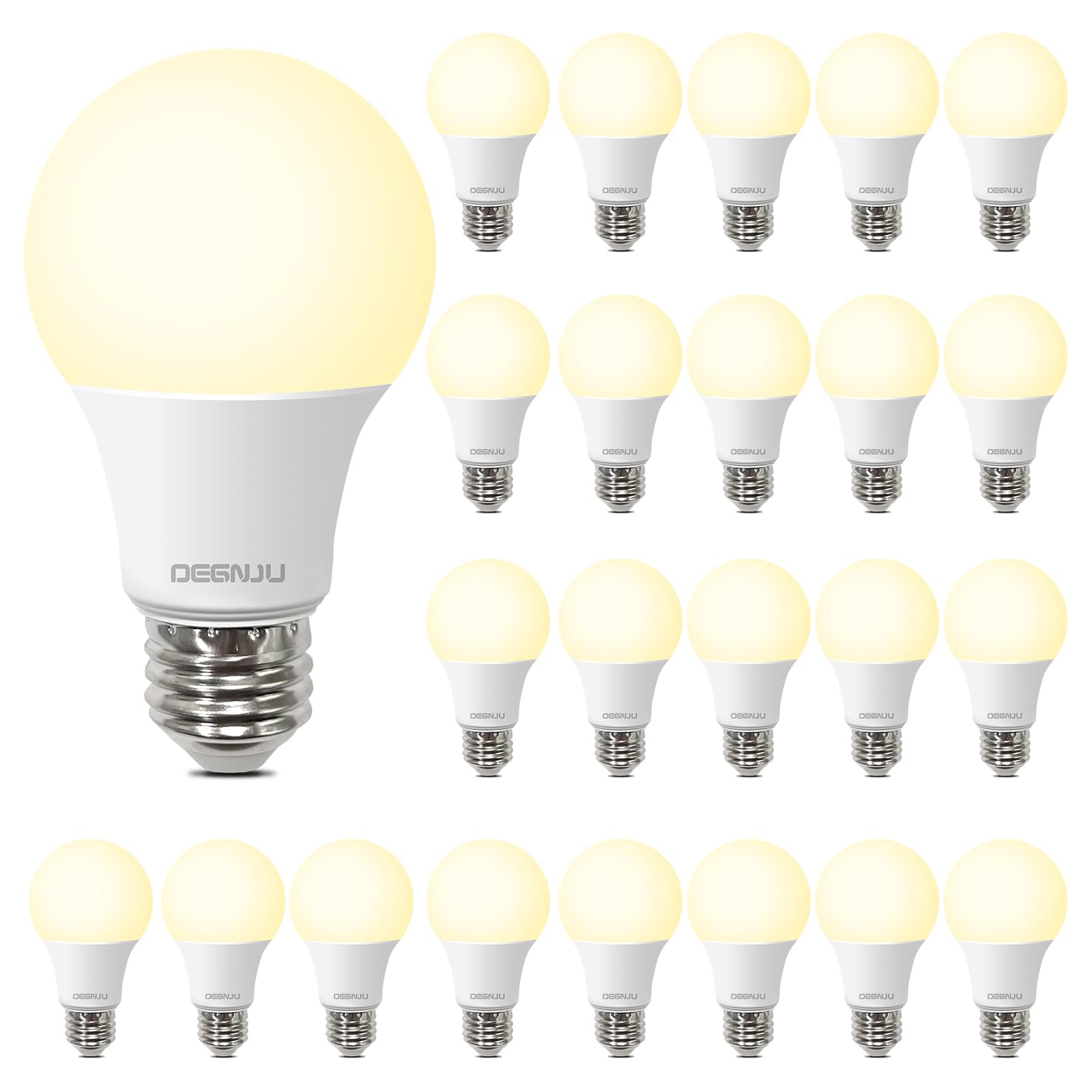 Degnju A19 Led Light Bulbs, 60 Watt Equivalent Led Bulbs, Soft White 2700K, 800 Lumens, E26 Standard Base, Non-Dimmable, 8.5W Wa