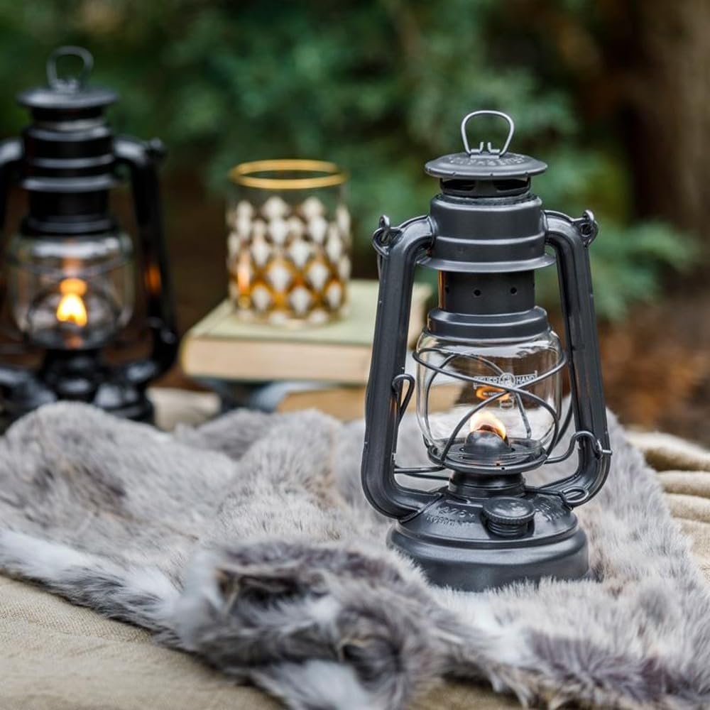 Feuerhand Kerosene Lantern, Model 276, 10 Inches, Weather Resistant, Sparkling Iron Gray
