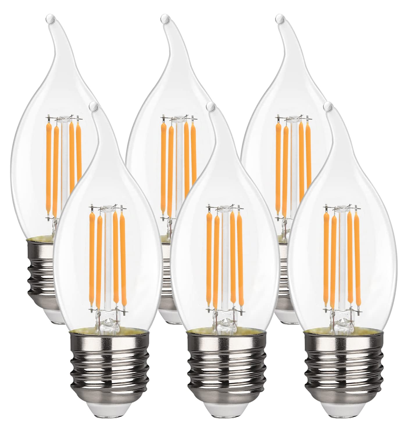 Yimilite Ca11 E26 Led Candelabra Bulbs 4.5W(40 Watt Equivalent) 2700K Warm White 450Lm Dimmable Led Filament Chandelier Light Bu