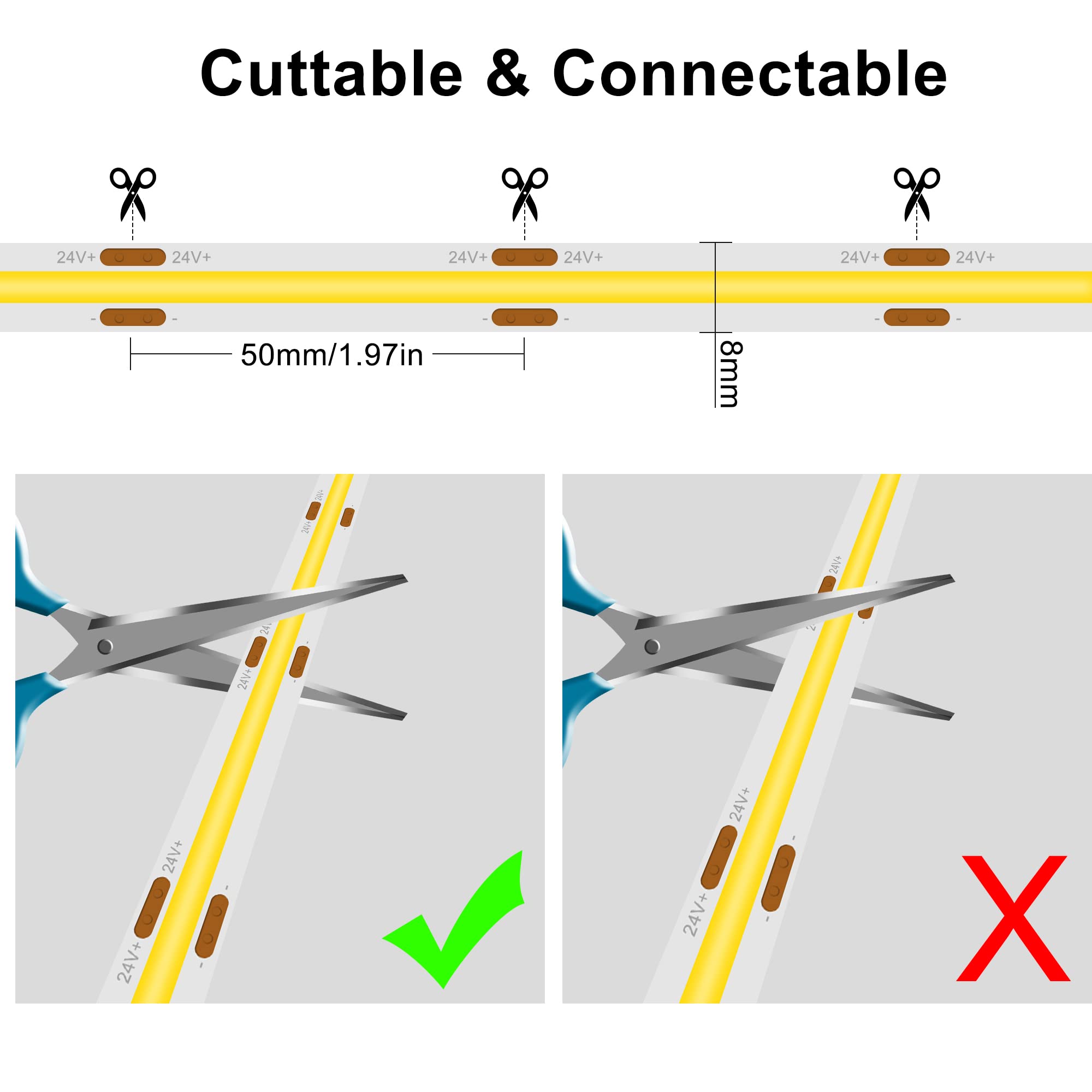 Pandery Cob Led Strip,Led Strip Lights 5M/16.4Ft,Touch Dimmable Led Strips,Cri90+,2700K Warm White Cob Led,1600Leds,24V Led Tape