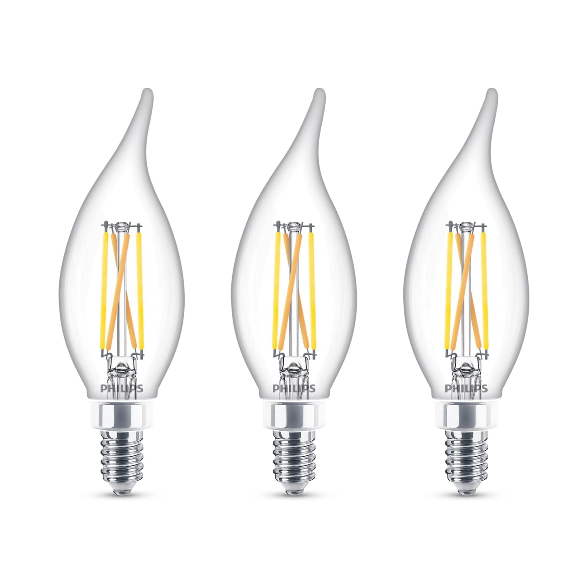 Philips Dimmable Led Bulb Ba11 Candelabra (E12) Soft White 3.3W (40W Equivalent) Clear- Pack Of 3