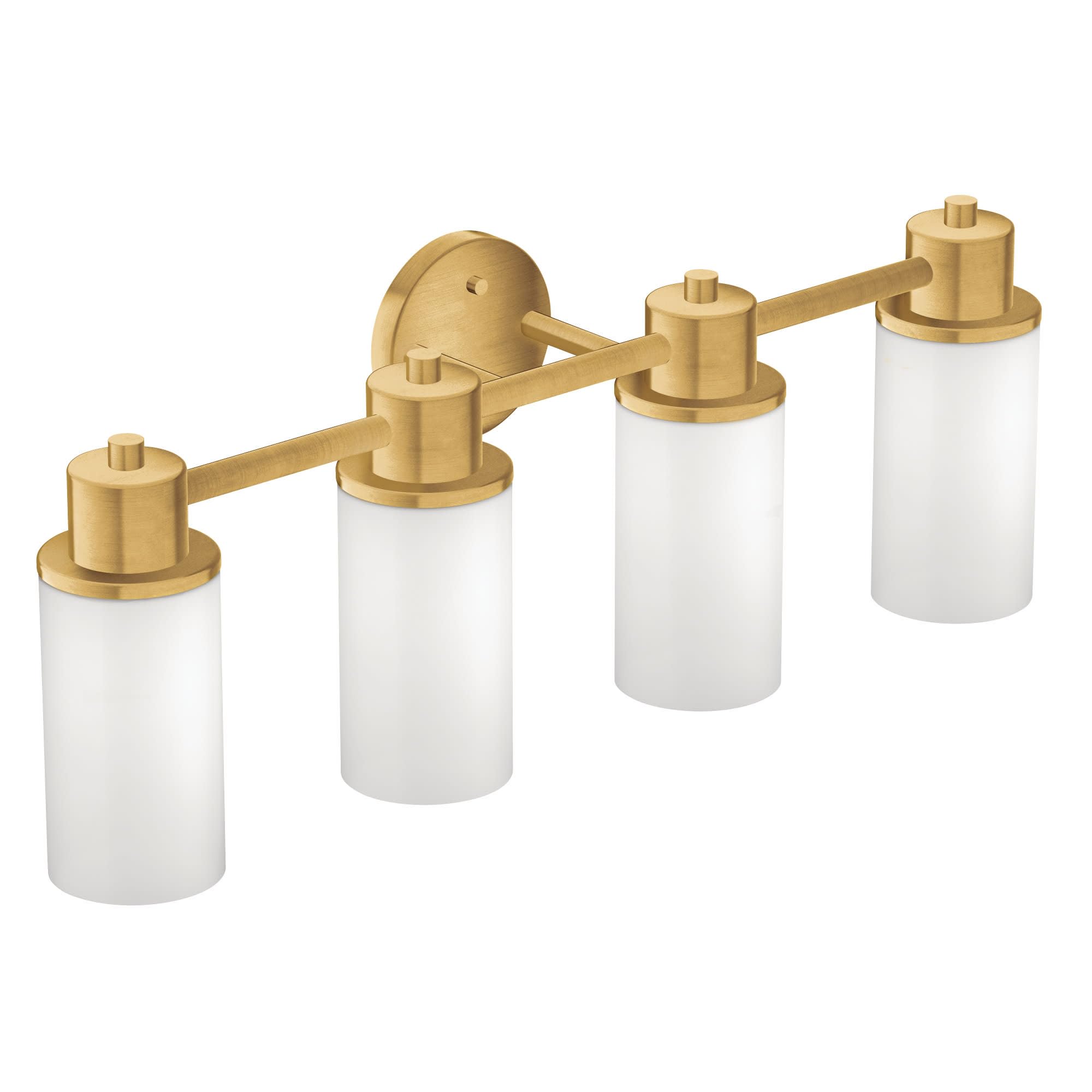 Moen Dn0764Bg Iso 4-Light Dual-Mount Bath Bathroom Vanity Fixture With Frosted Glass, Brushed Gold
