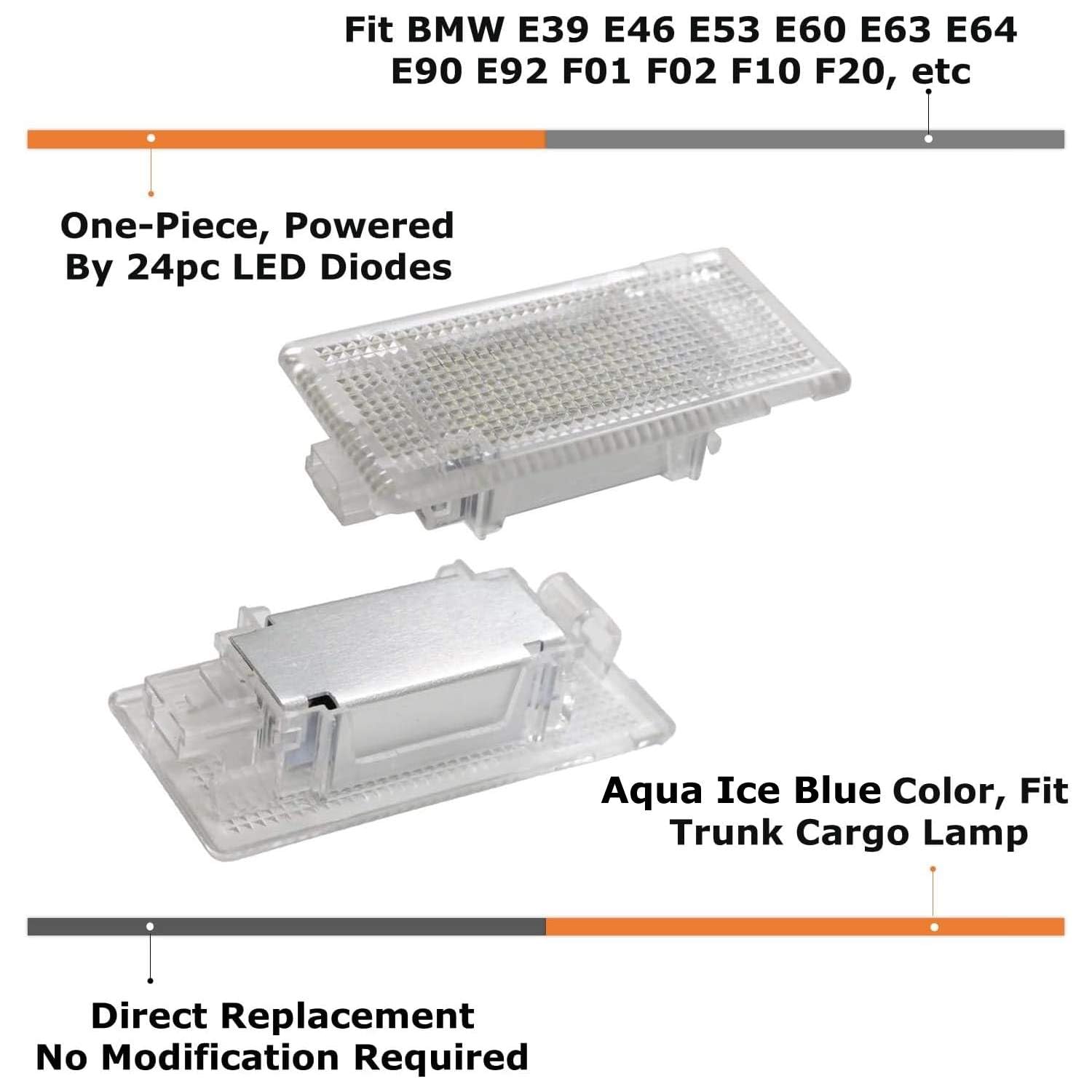iJDMTOY LED Trunk Cargo Light Assembly for BMW 3 5 6 7 Series X1 X5 MINI, 2W Aqua Ice Blue, CAN-Bus Error Free