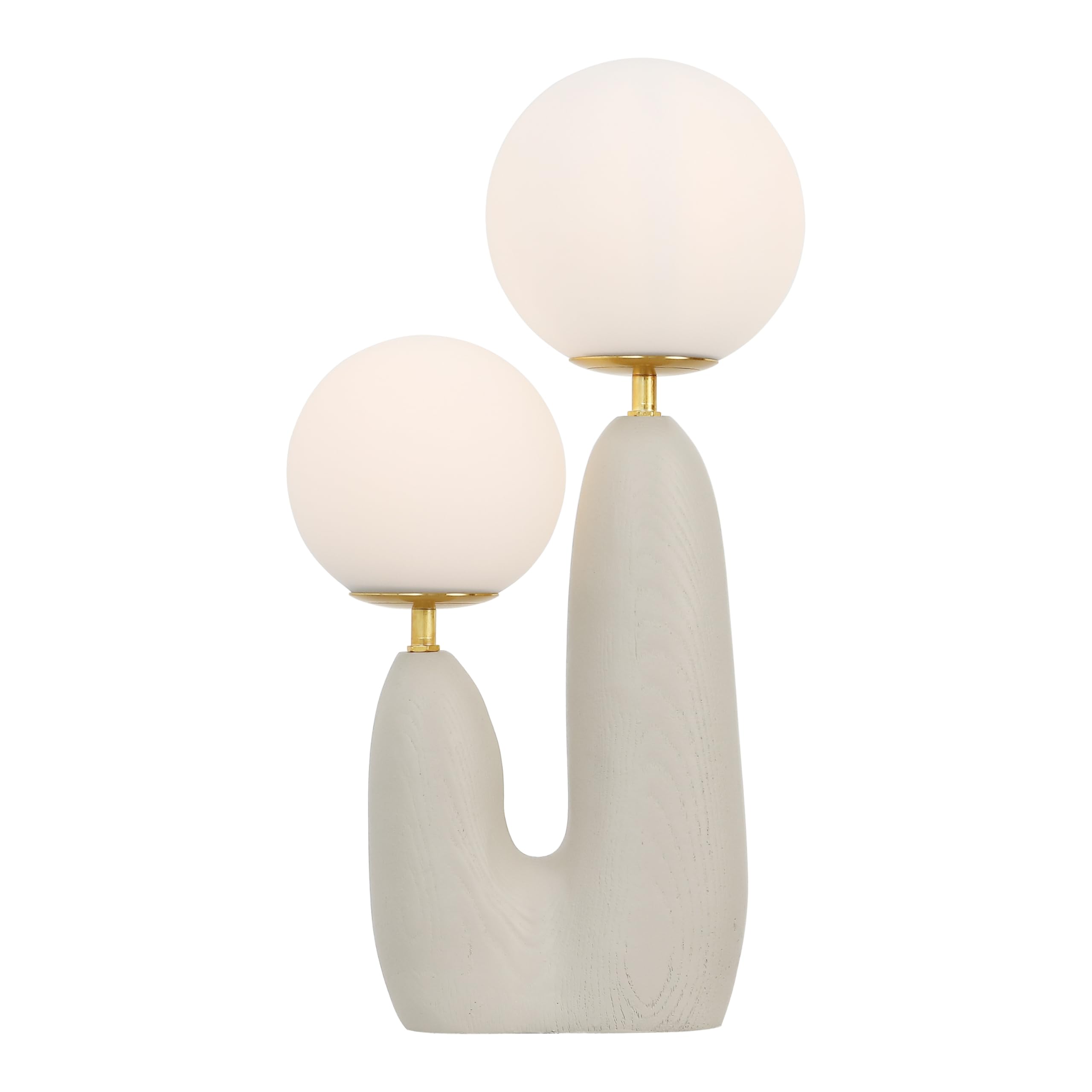 JONATHAN Y 17.75 Almond/Brass Gold Modern Bohemian Danish Cactus LED Table Lamp, 2-Light Mid-Century Minimalist Desk Light for B