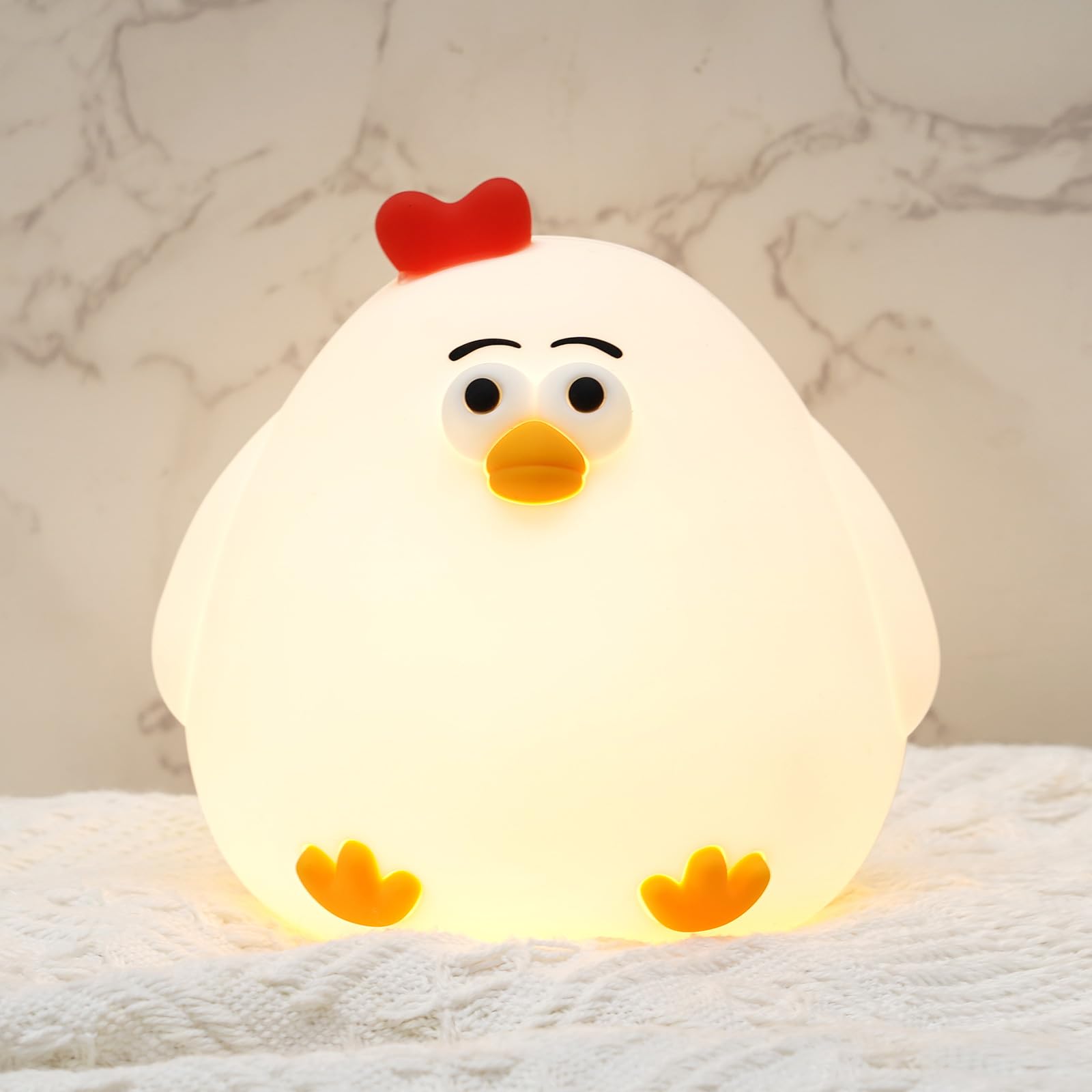 haakaa Baby Night Light | USB Rechargeable LED Funny Animal Cute Chicken Squishy Lamp for Kids,2-Level Dimmable Silicone Nursery