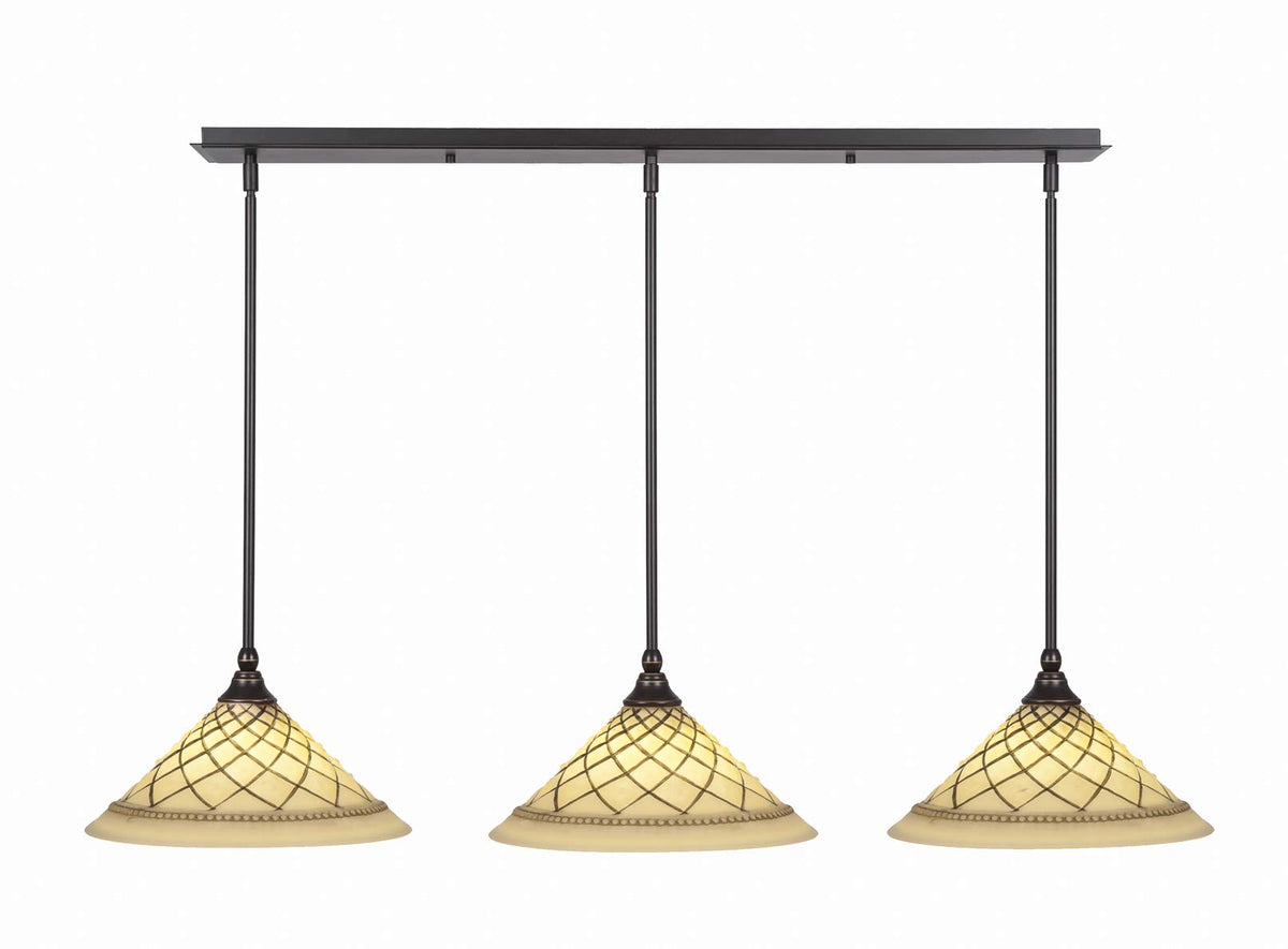 Toltec Lighting 3 Light Linear Pendalier In Dark Granite (36-Dg-7182)
