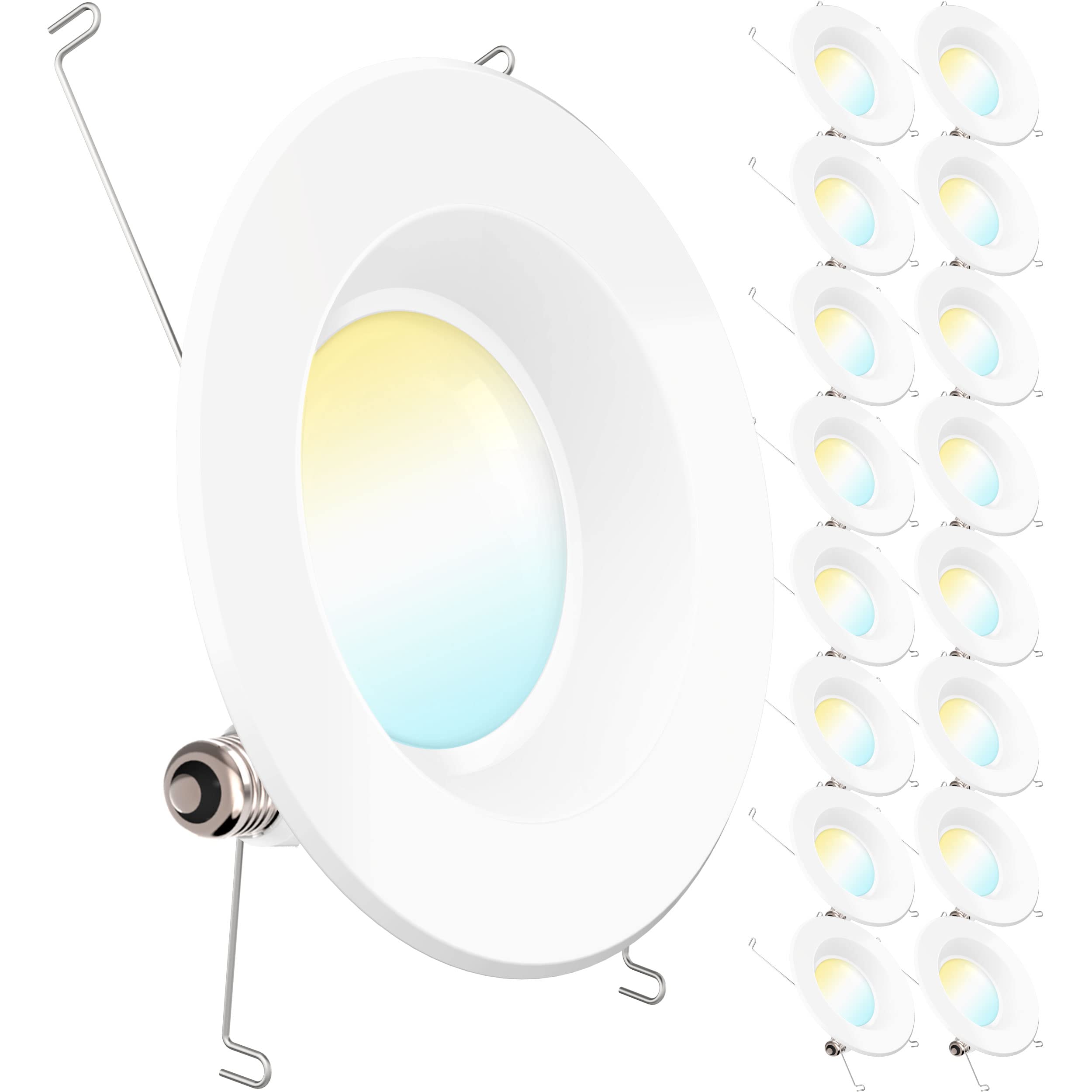 Sunco Lighting 16 Pack 5/6 Inch Led Can Lights Retrofit Recessed Lighting, Selectable 2700K/3000K/3500K/4000K/5000K Dimmable, Baffle Trim, 13W=75W, 965 Lm, Replacement Conversion Kit, Ul Energy Star