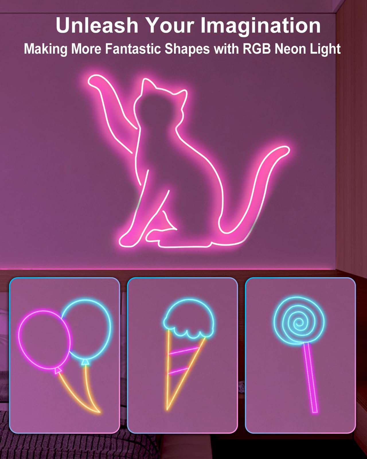 Vrribonx LED Neon Rope Lights, 20FT RGB Waterproof Strip, App/Remote Control, Music Sync, Multiple Modes