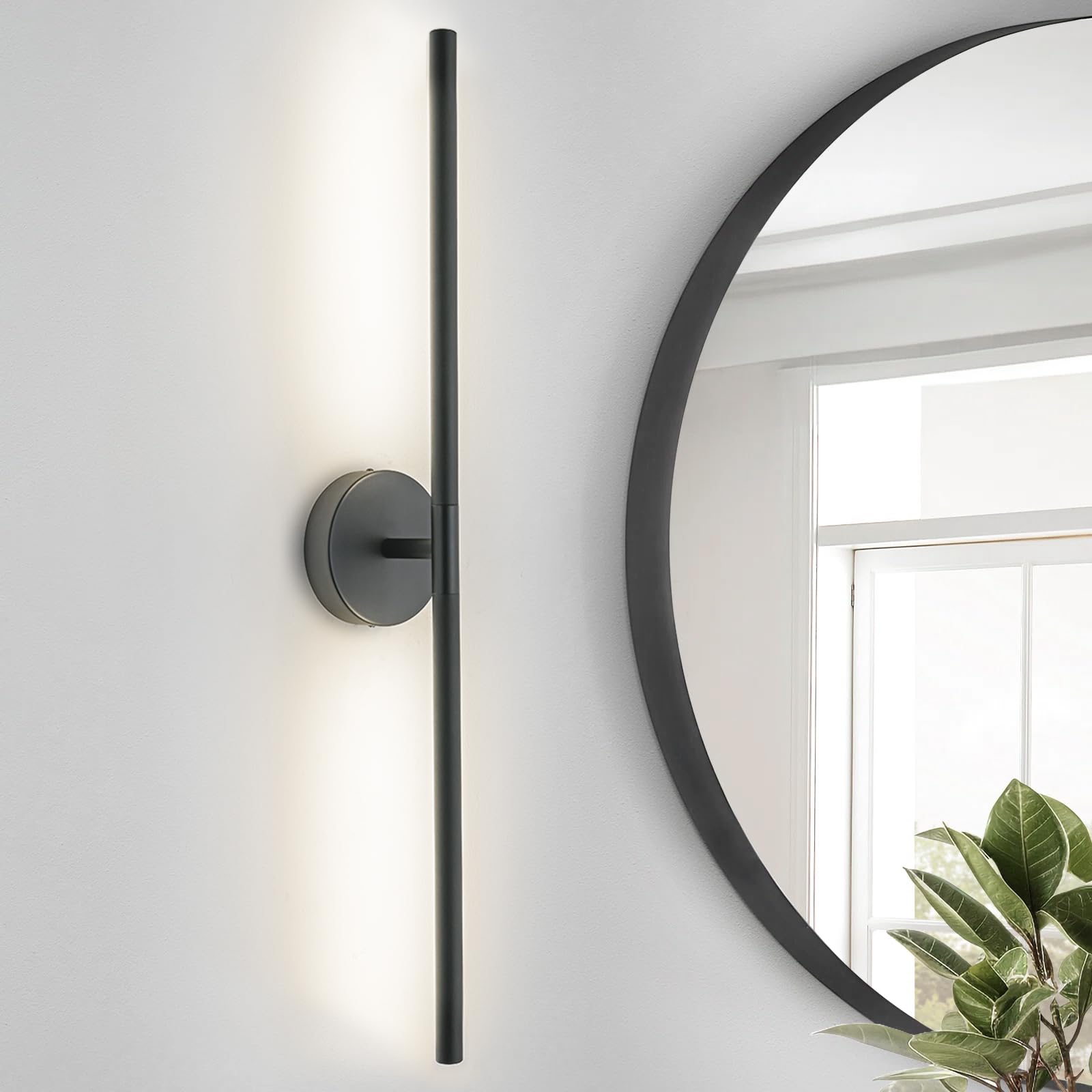 Linseeds Matte Black 36 Inch Led Vanity Light Bar, 26W Dimmable 4000K, Modern Bathroom Fixtures, Metal, Model Rd-7516-Bk-36