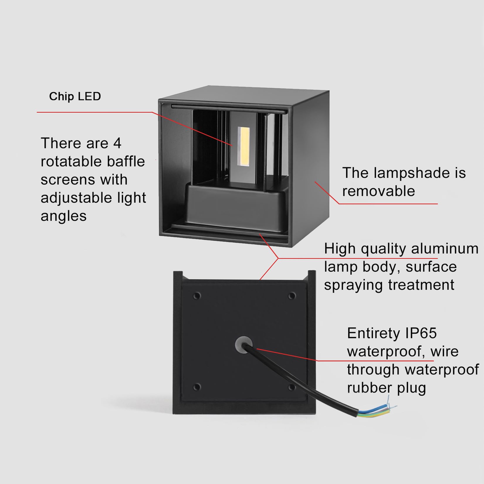 2 Pack Outdoor Sconces Wall Lights Led 20W Exterior/Interior Up And Down Lights Ip65 Waterproof Modern Outdoor Lighting Fixtures