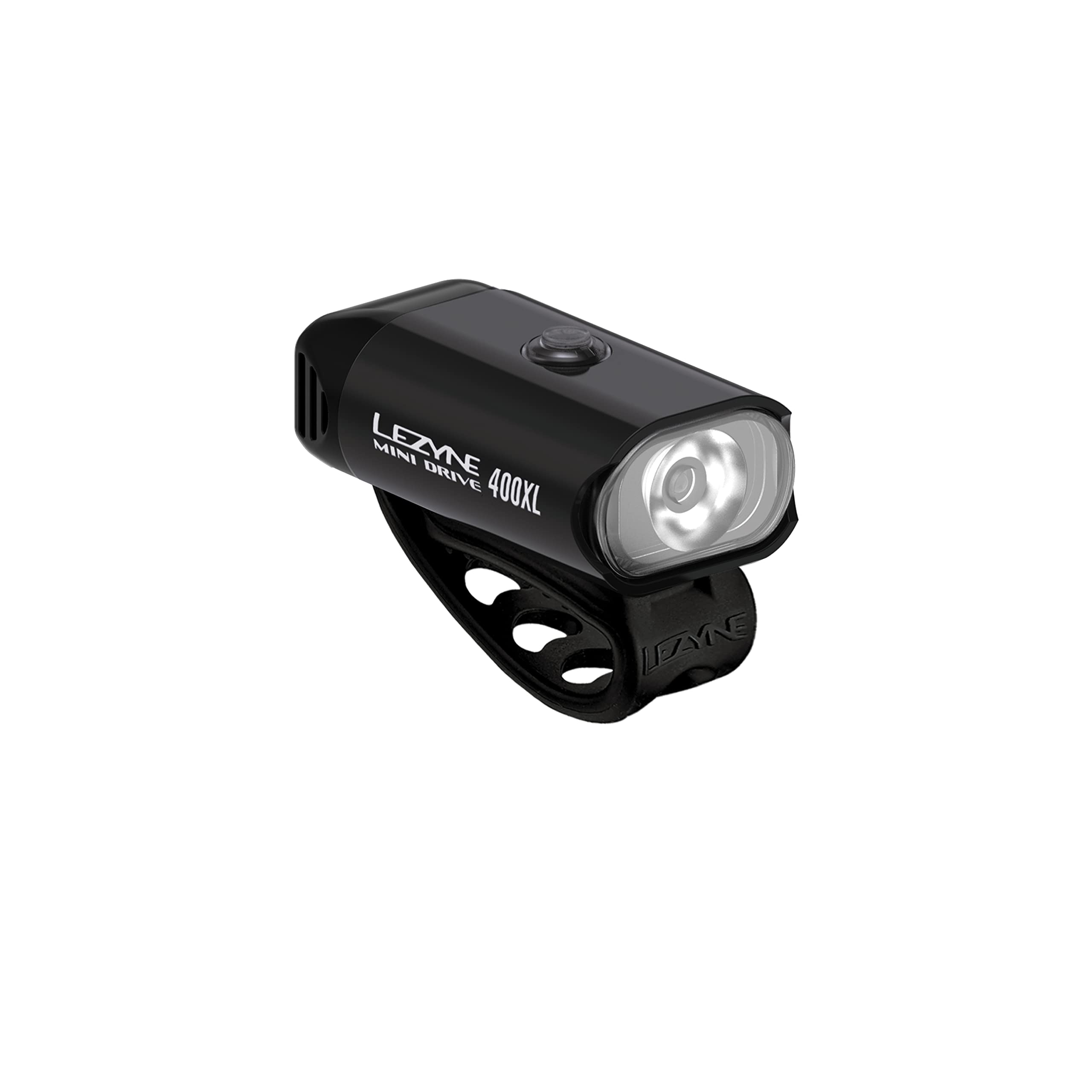 Lezyne Mini Drive 400Xl Bicycle Front Rechargeable Ipx7 White Led Road Mountain Gravel Bike Light W/Multiple Solid & Flash Modes | Integrated Versatile Mounting Strap, 400 Lumens, Gloss Black