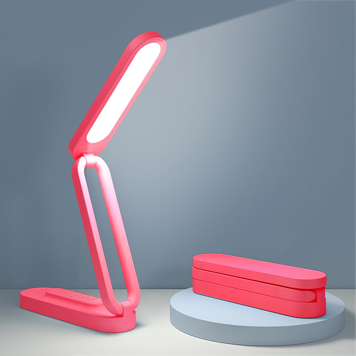 Giryuhd LED Desk Lamp, Rechargeable & Portable, 3 Brightness Levels, Model A211, Red, Foldable Light for Home & Office