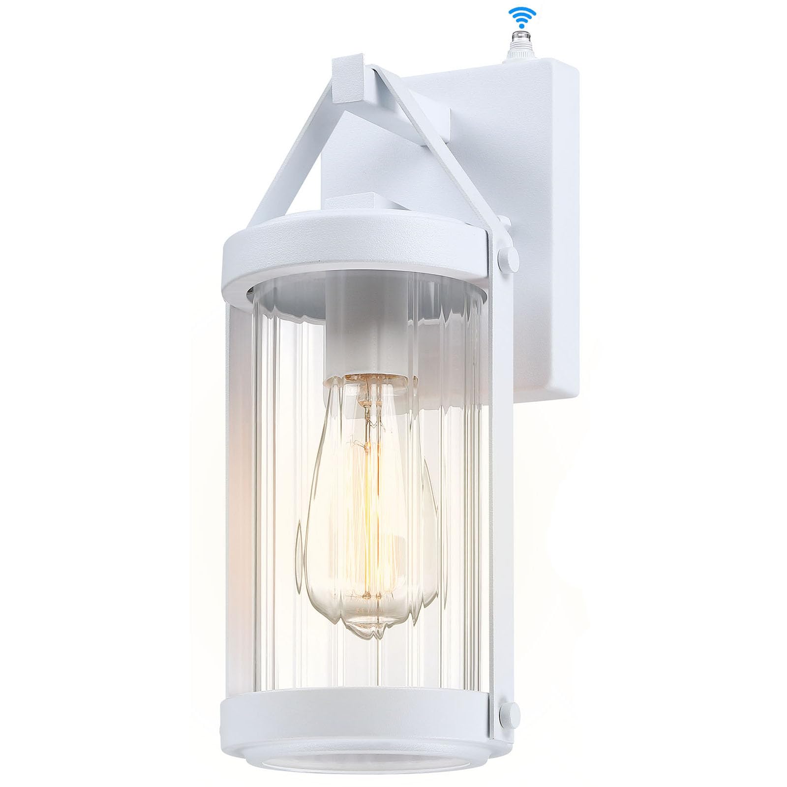 LONEDRUID Dusk to Dawn Sensor Outdoor Wall Sconce Lighting White Exterior Porch Lantern Modern Outside Garage Light Fixtures Wat