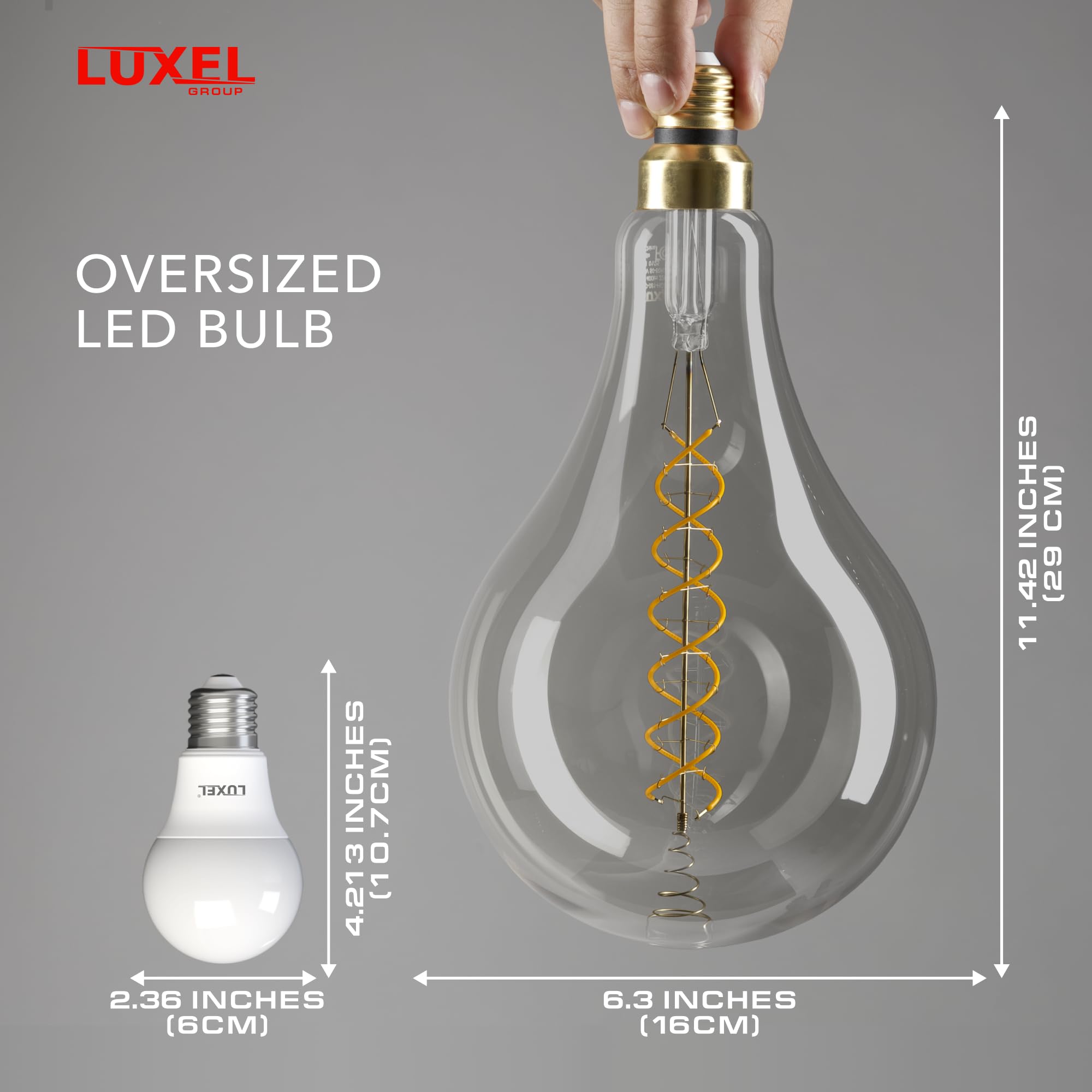 Oversized Edison LED Light Huge Bulb Vintage PS52(PS160) 7W Equivalent 40W - Dimmable 2200K Warm Glow 400 Lumens E26 Base - Larg
