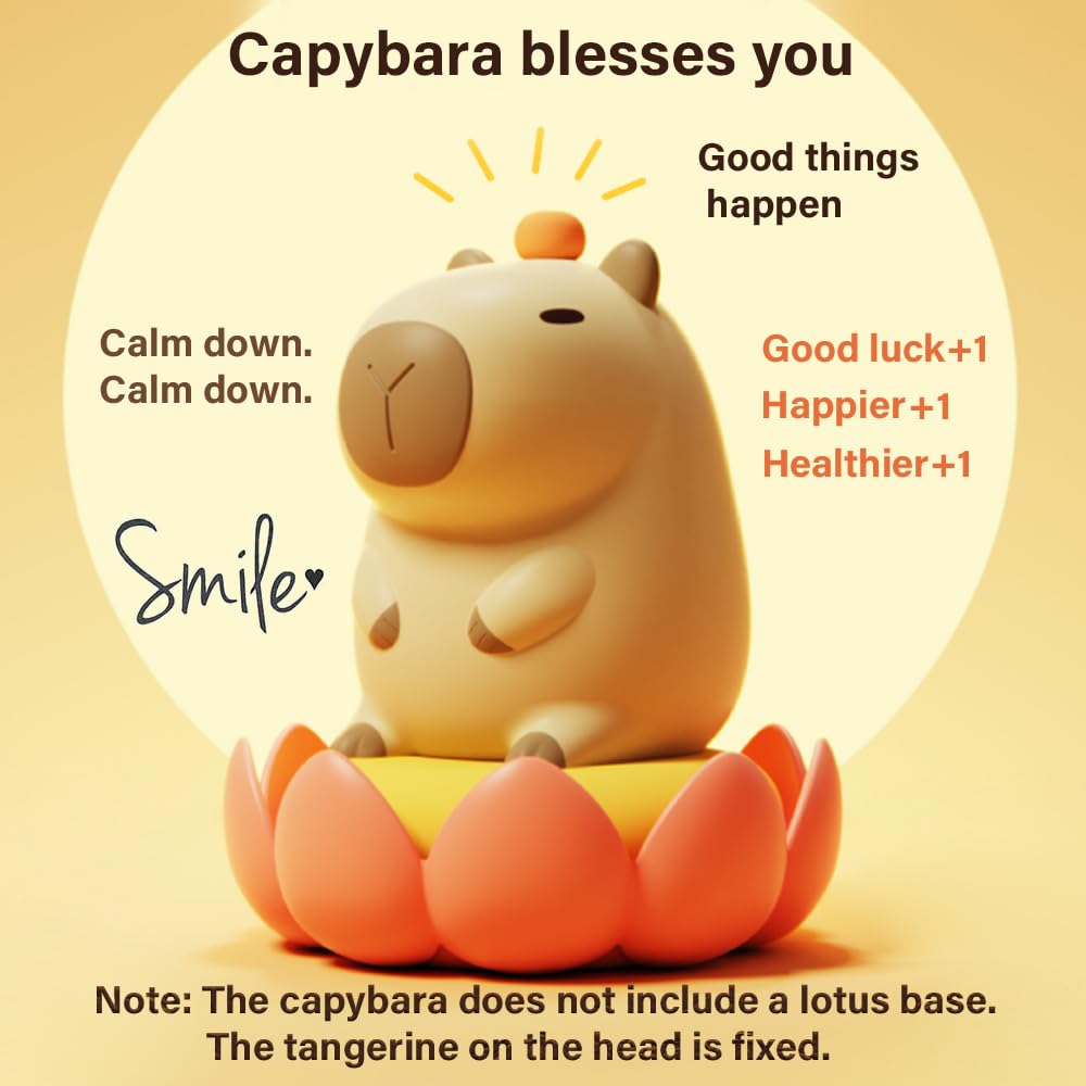 Myratts Capybara Night Light, Dimmable Touch Control, USB Rechargeable, Silcone Lamp for Kids & mature-themeds, Model KPBL-001