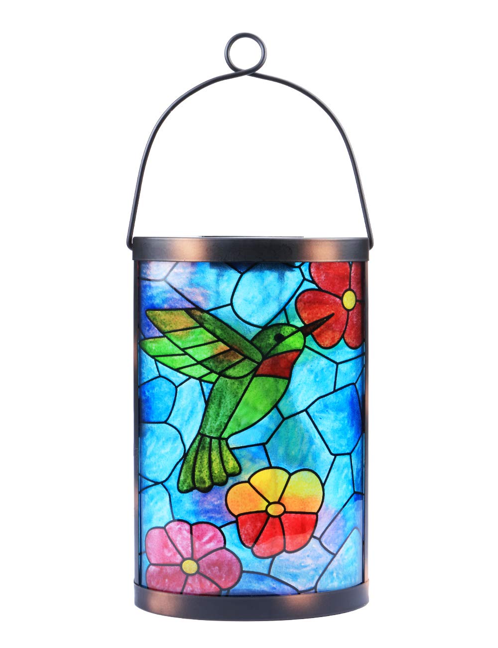 MUMTOP Hanging Solar Lantern - Waterproof LED Hummingbird Lights, Blue-Green, Model ohrm004, for Outdoor Patio Garden