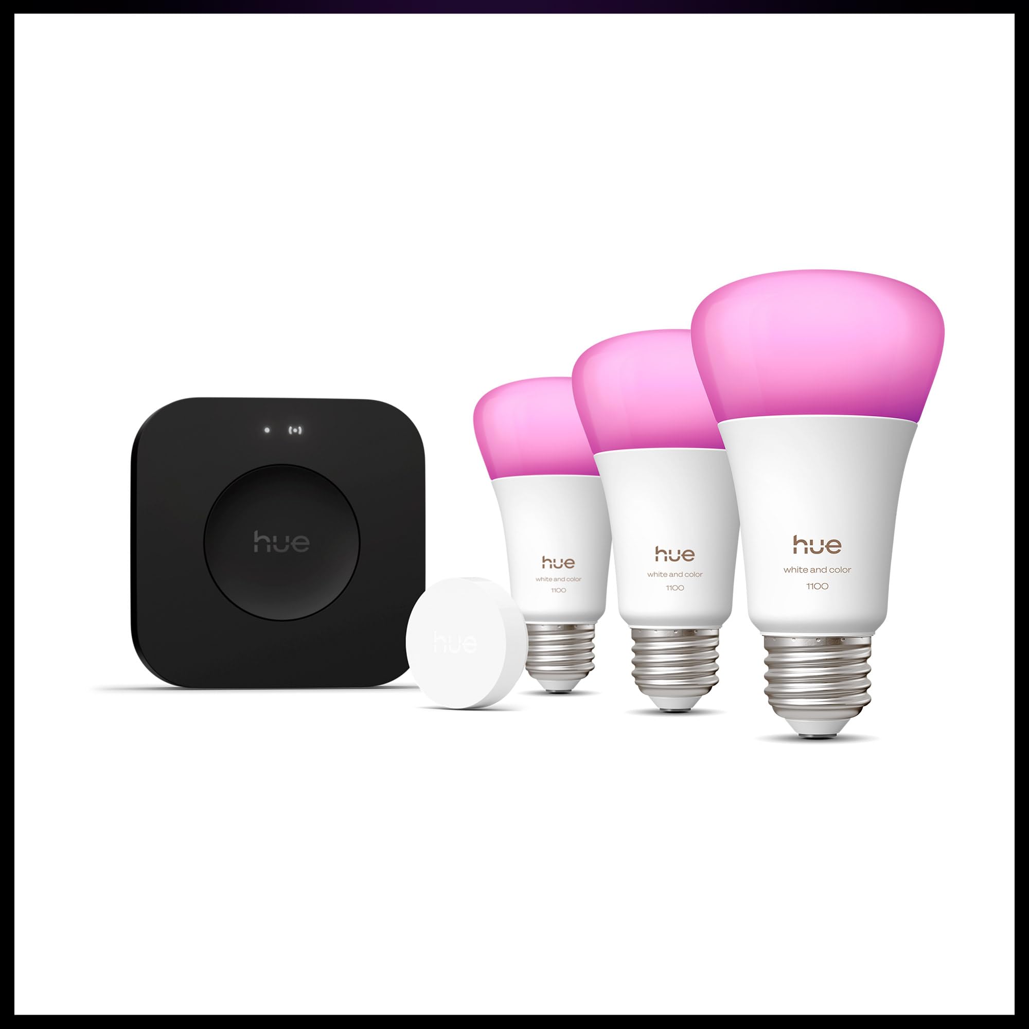 Philips Hue Starter Kit - Smart Light Hub with 3 A19 E26 Bulbs