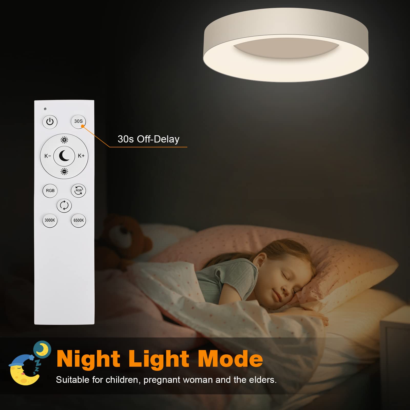 Lezoe Rgb Flush Mount Led Ceiling Light Dimmable With Remote Control 11 Inch, 24W 2400Lm Color Changing Ceiling Light Fixture, 3