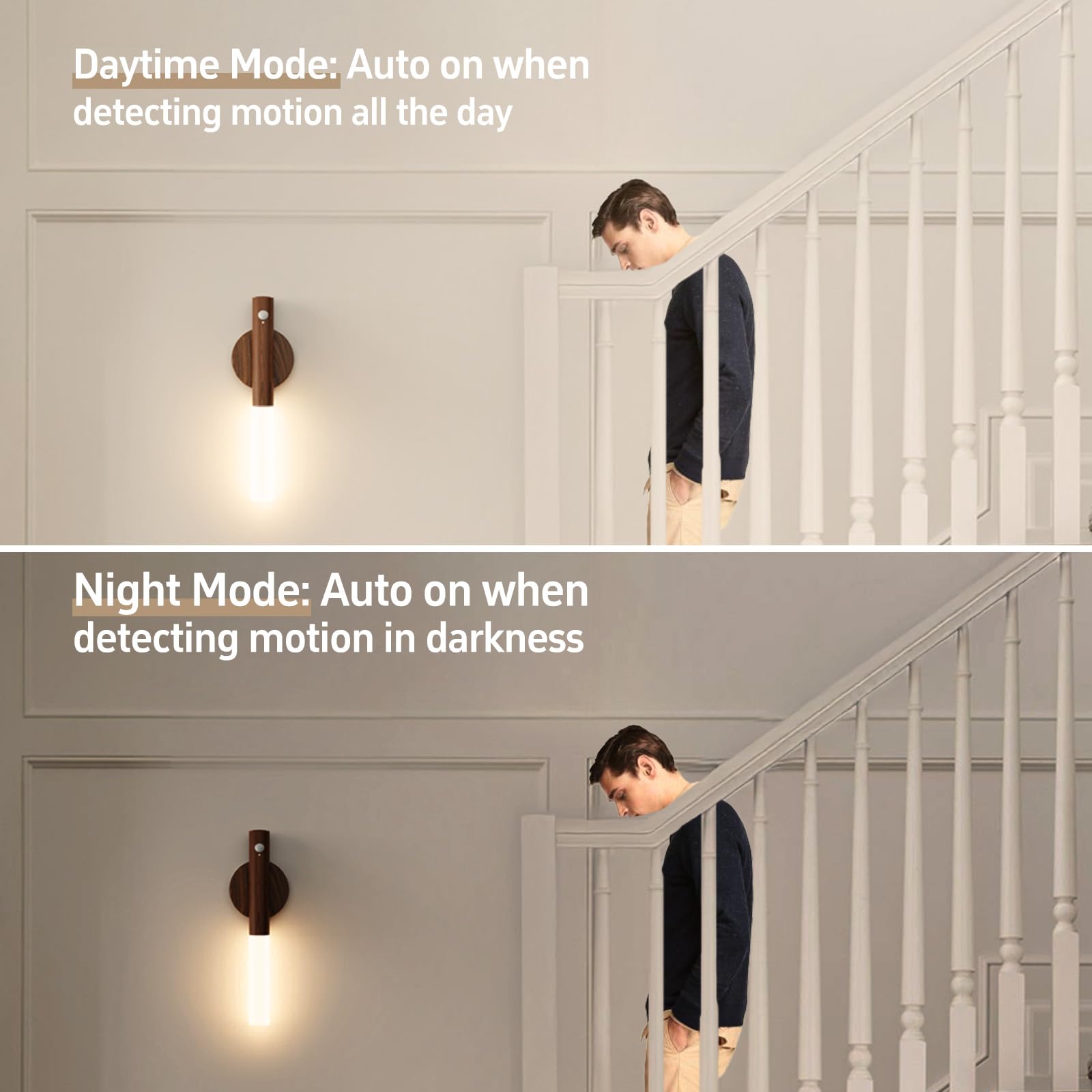 WhitePoplar Rechargeable Motion Sensor Night Lights, Warm White, 2200mAh Battery, 4 Pack, Model HJX-TC230525C