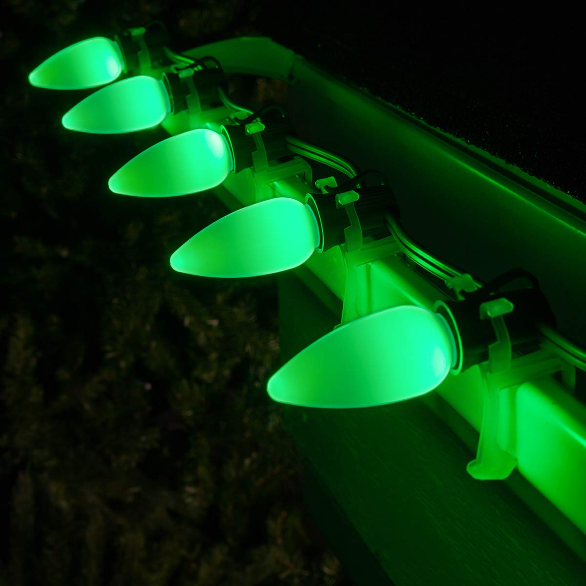 Wintergreen Lighting C9 OptiCore LED Christmas String Lights, 25 ft, 25 Lights, Green Smooth/Opaque, Heavy Duty, Model 0840052168866