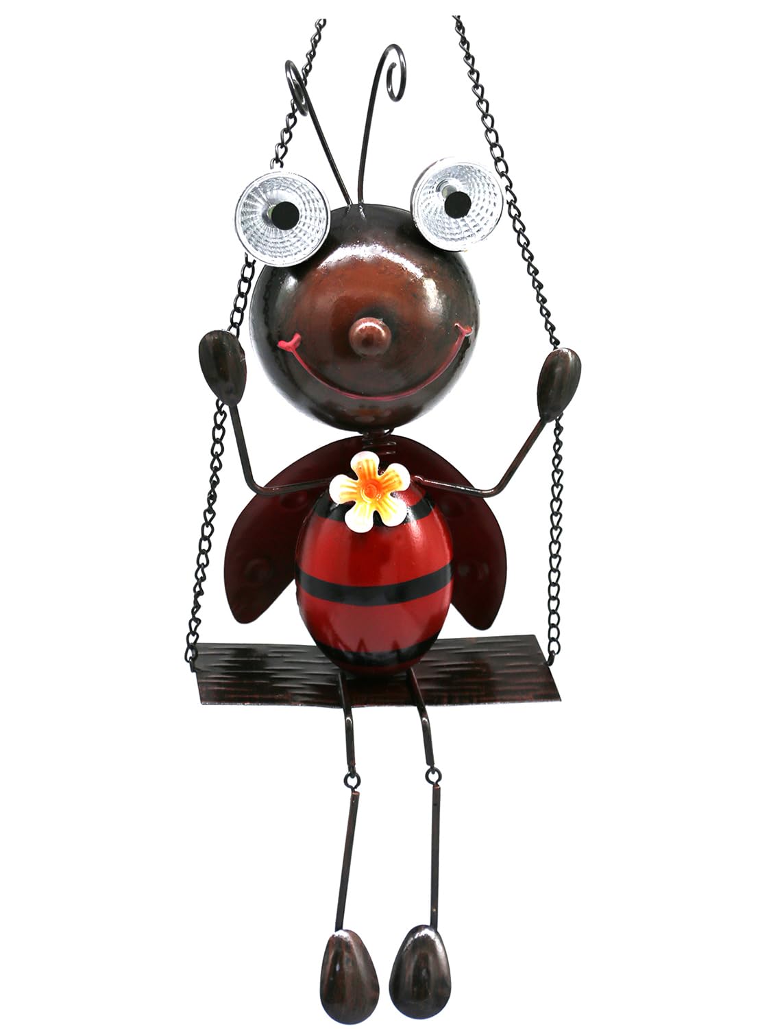 Gdf Solar Lady Bugs Swing Metal Ladybug Hanging Animal Garden Decor Waterproof Solar Lights Decorative Outdoor Lights For Outside Patio Balcony Pathway Lawn Yard,Gifts For Her/Him
