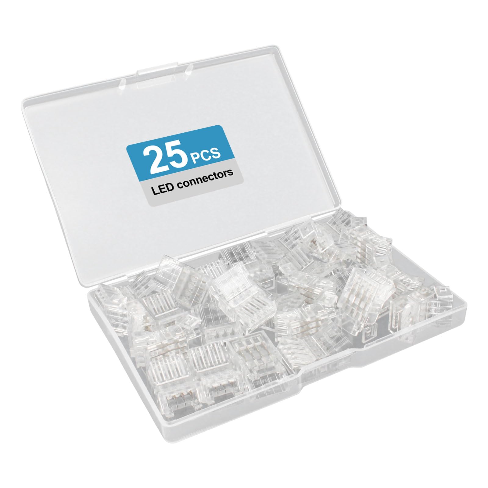 Rgbzone 25Pcs 4 Pin 10Mm Led Connectors Gapless Solderless Led Strip To Wire Quick Connection For 10Mm Wide 5050/3528 Smd Rgb Le