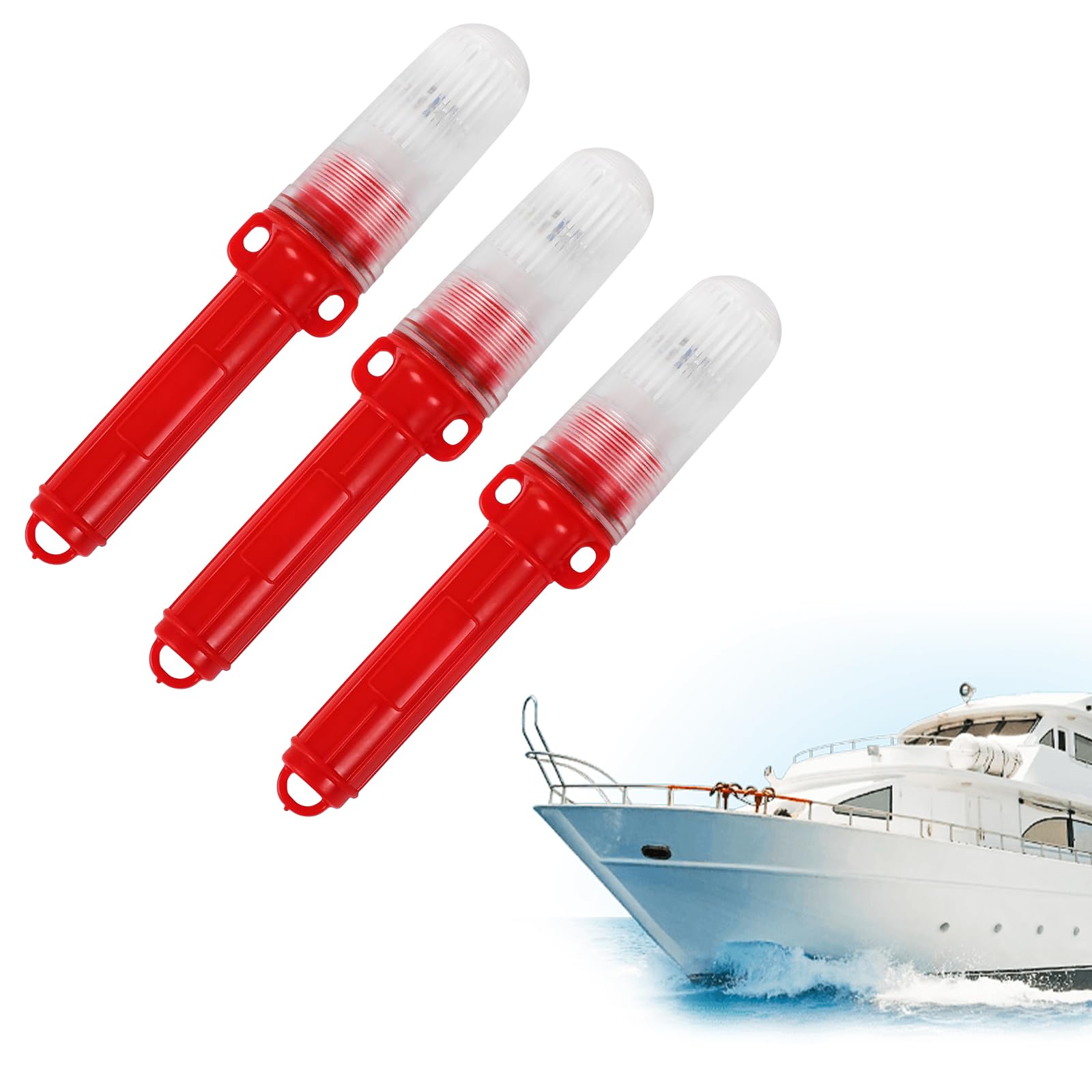 Marine Lighting Signal Flares, Boat Flares Waterproof Emergency Signals or Fishing Nets, Buoys & Boats (Red-3Pcs)